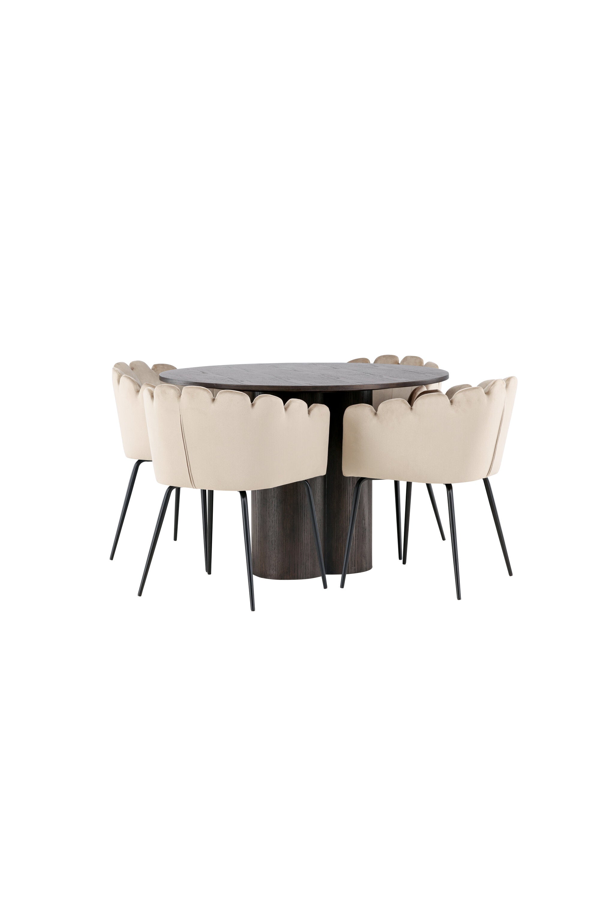 Olivia Esszimmer Set + Limhamn ⌀110cm/4St. in Braun / Beige präsentiert im Onlineshop von KAQTU Design AG. Esszimmerset ist von Venture Home