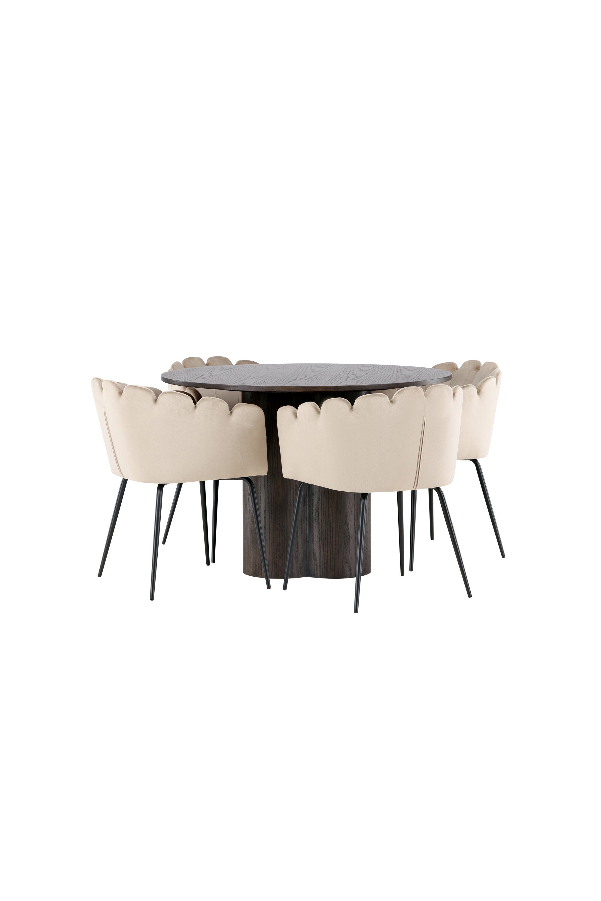 Olivia Esszimmer Set + Limhamn ⌀110cm/4St. in Braun / Beige präsentiert im Onlineshop von KAQTU Design AG. Esszimmerset ist von Venture Home
