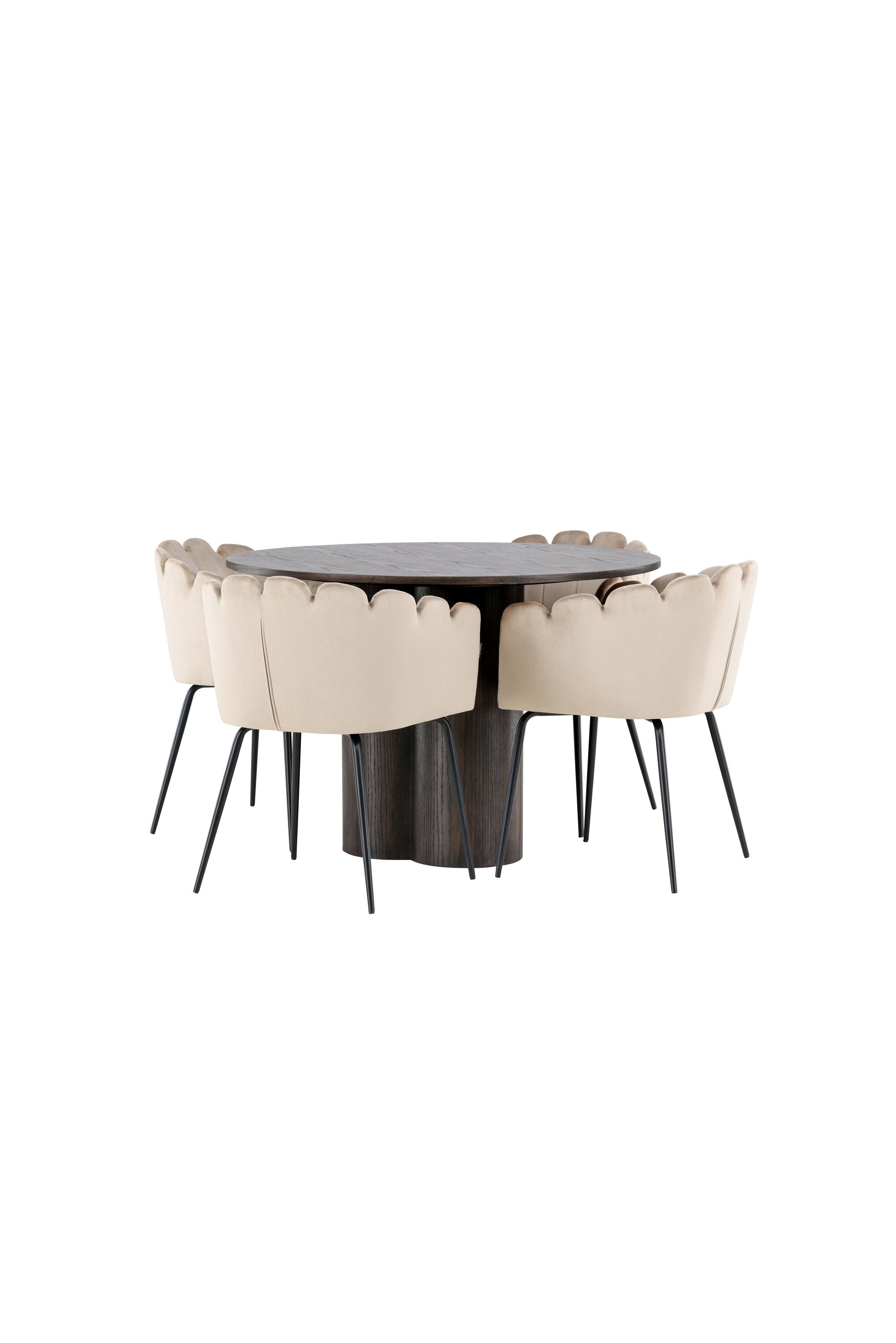 Olivia Esszimmer Set + Limhamn ⌀110cm/4St. in Braun / Beige präsentiert im Onlineshop von KAQTU Design AG. Esszimmerset ist von Venture Home