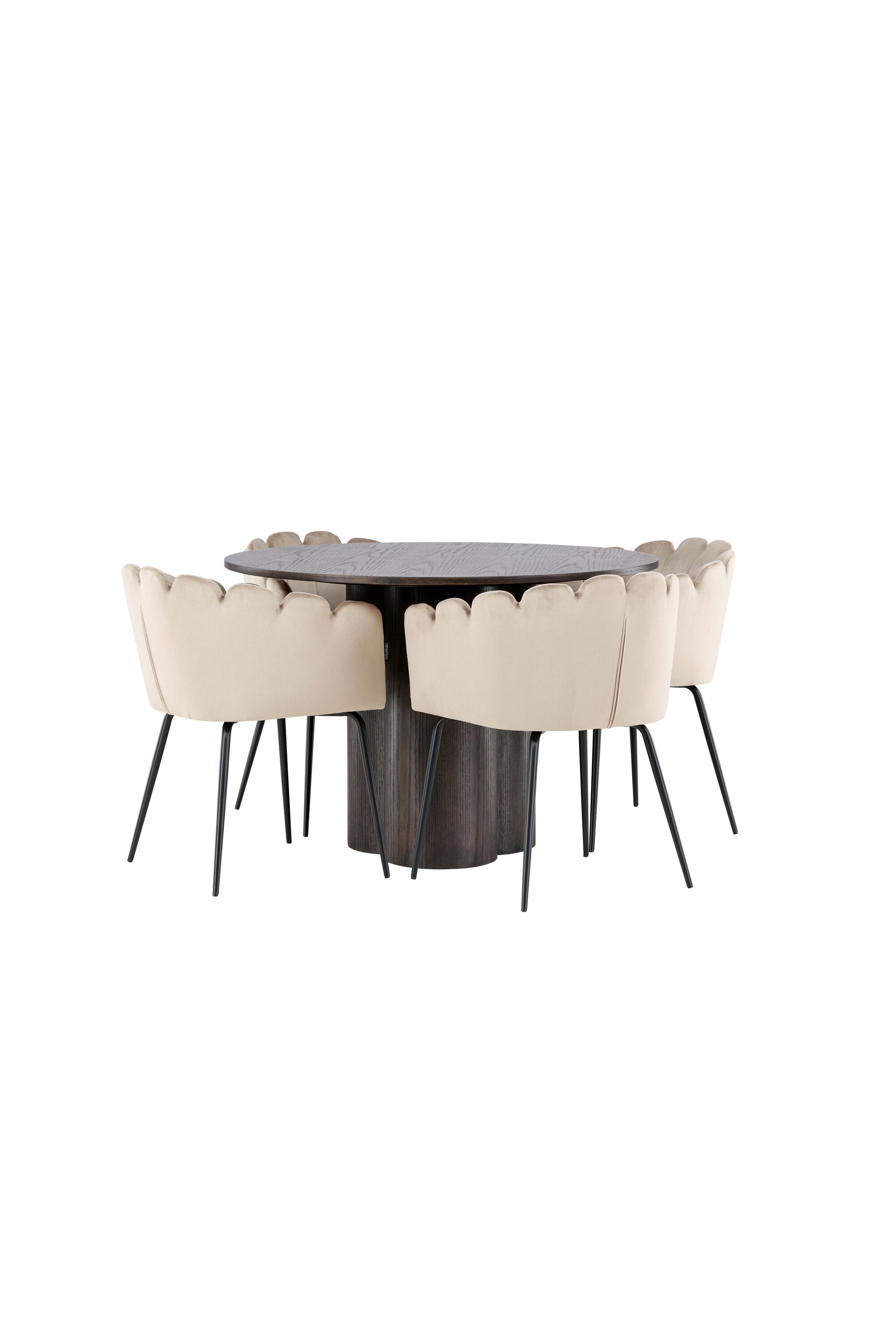 Olivia Esszimmer Set + Limhamn ⌀110cm/4St. in Braun / Beige präsentiert im Onlineshop von KAQTU Design AG. Esszimmerset ist von Venture Home