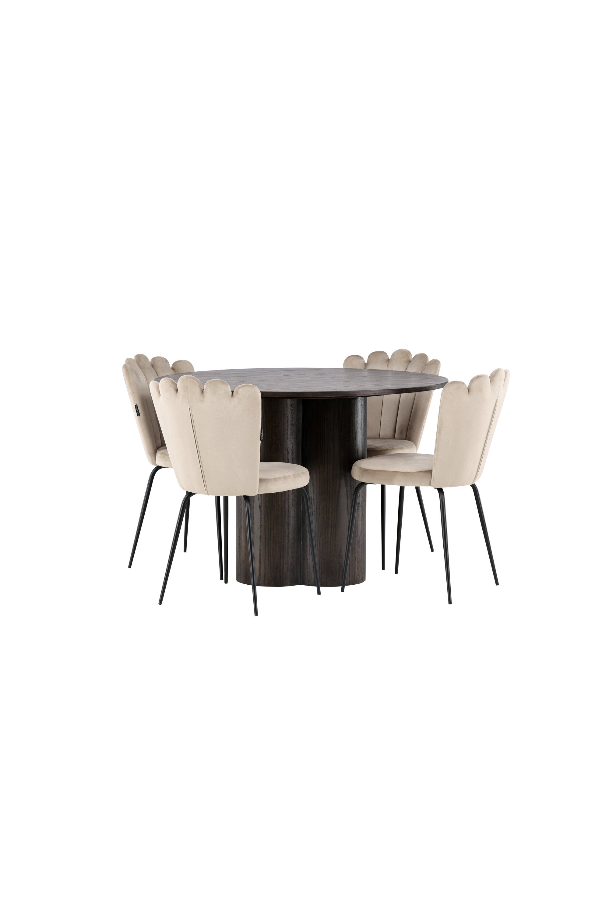 Olivia Esszimmer Set + Limhamn Light ⌀110cm/4St. in Braun / Beige präsentiert im Onlineshop von KAQTU Design AG. Esszimmerset ist von Venture Home