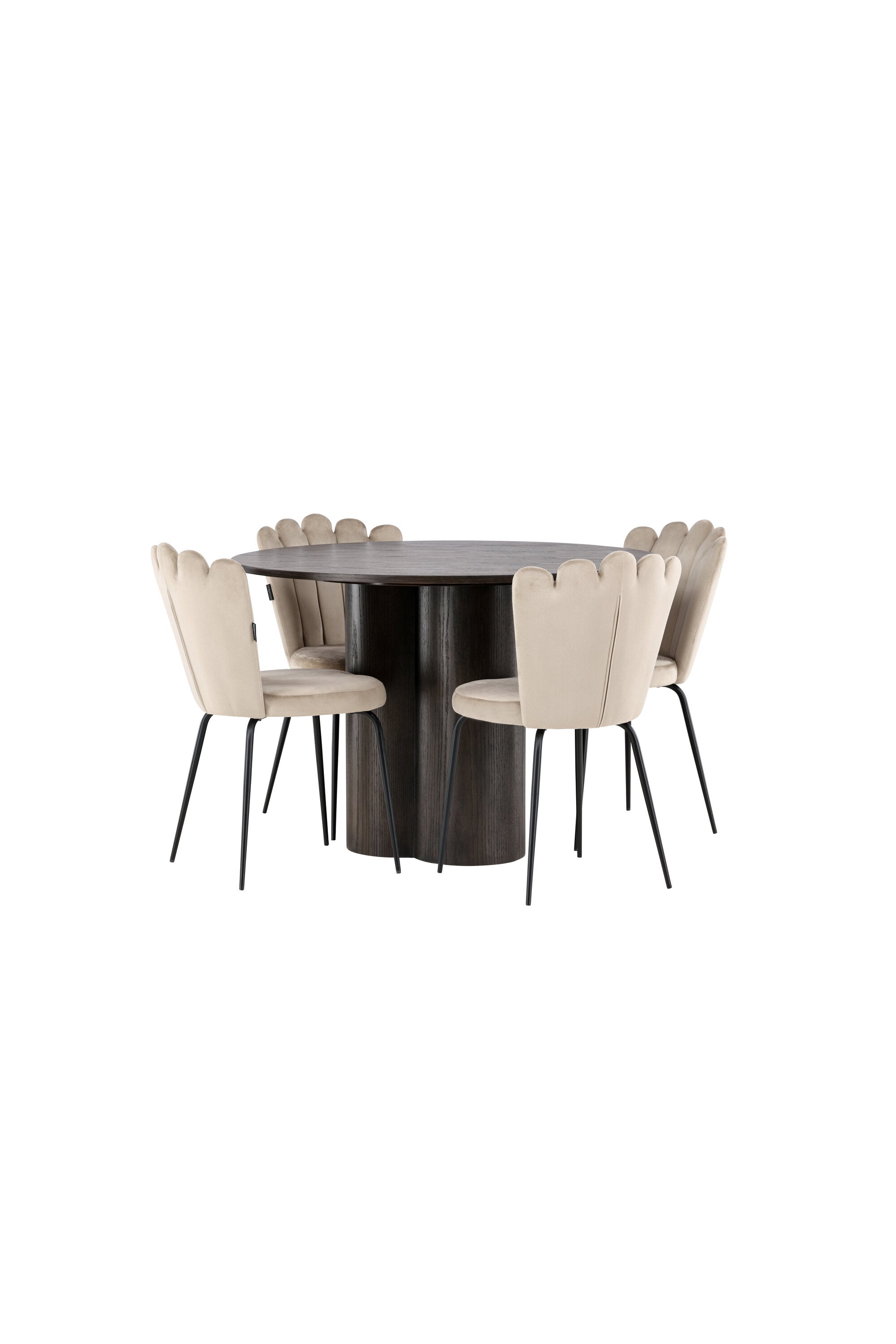 Olivia Esszimmer Set + Limhamn Light ⌀110cm/4St. in Braun / Beige präsentiert im Onlineshop von KAQTU Design AG. Esszimmerset ist von Venture Home