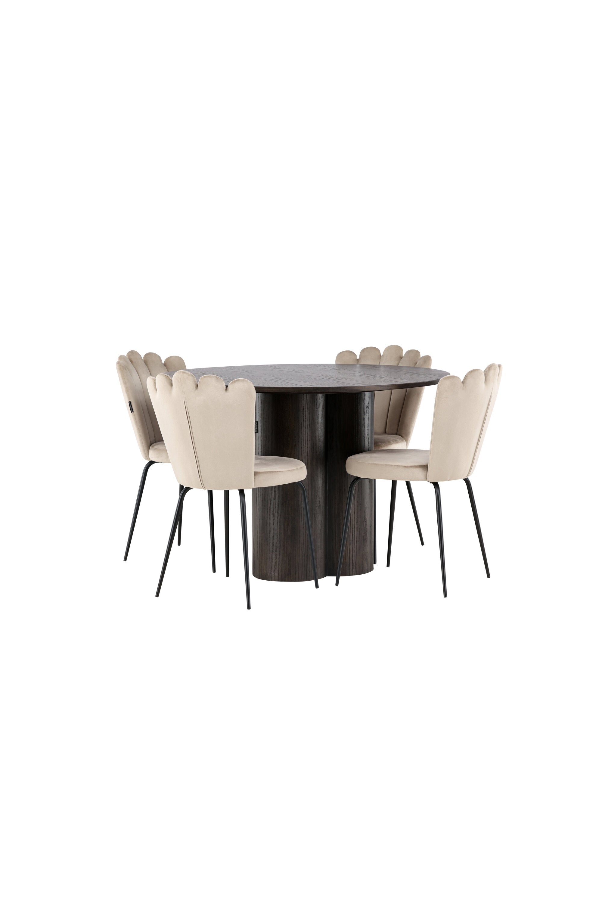 Olivia Esszimmer Set + Limhamn Light ⌀110cm/4St. in Braun / Beige präsentiert im Onlineshop von KAQTU Design AG. Esszimmerset ist von Venture Home