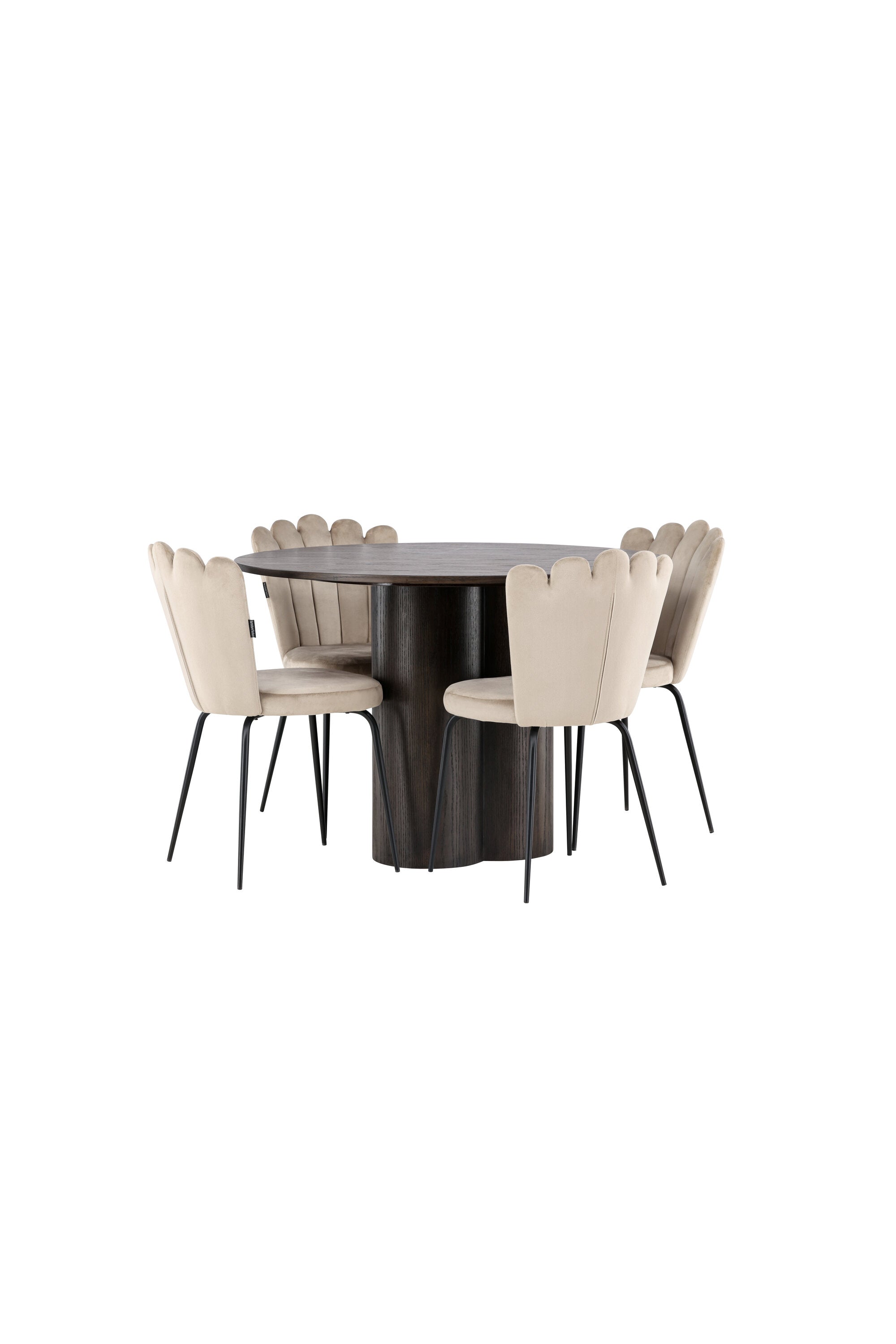 Olivia Esszimmer Set + Limhamn Light ⌀110cm/4St. in Braun / Beige präsentiert im Onlineshop von KAQTU Design AG. Esszimmerset ist von Venture Home