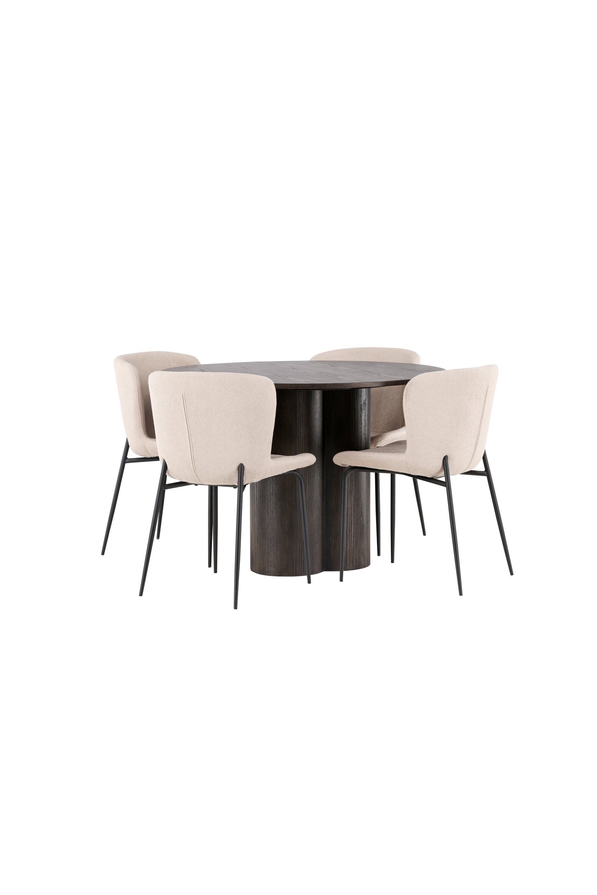 Olivia Esszimmer Set + Modesto ⌀110cm/4St. in Braun / Beige / Grau präsentiert im Onlineshop von KAQTU Design AG. Esszimmerset ist von Venture Home