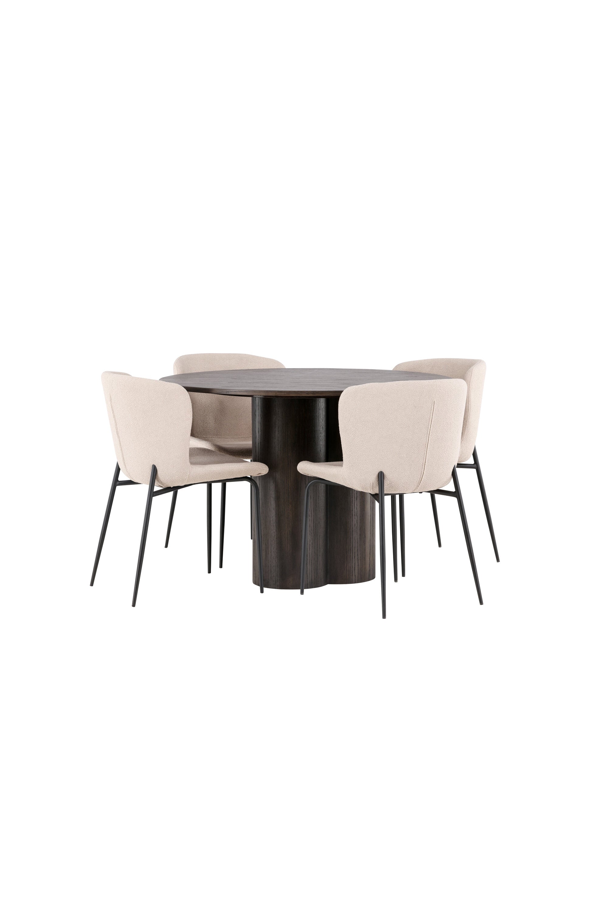 Olivia Esszimmer Set + Modesto ⌀110cm/4St. in Braun / Beige / Grau präsentiert im Onlineshop von KAQTU Design AG. Esszimmerset ist von Venture Home