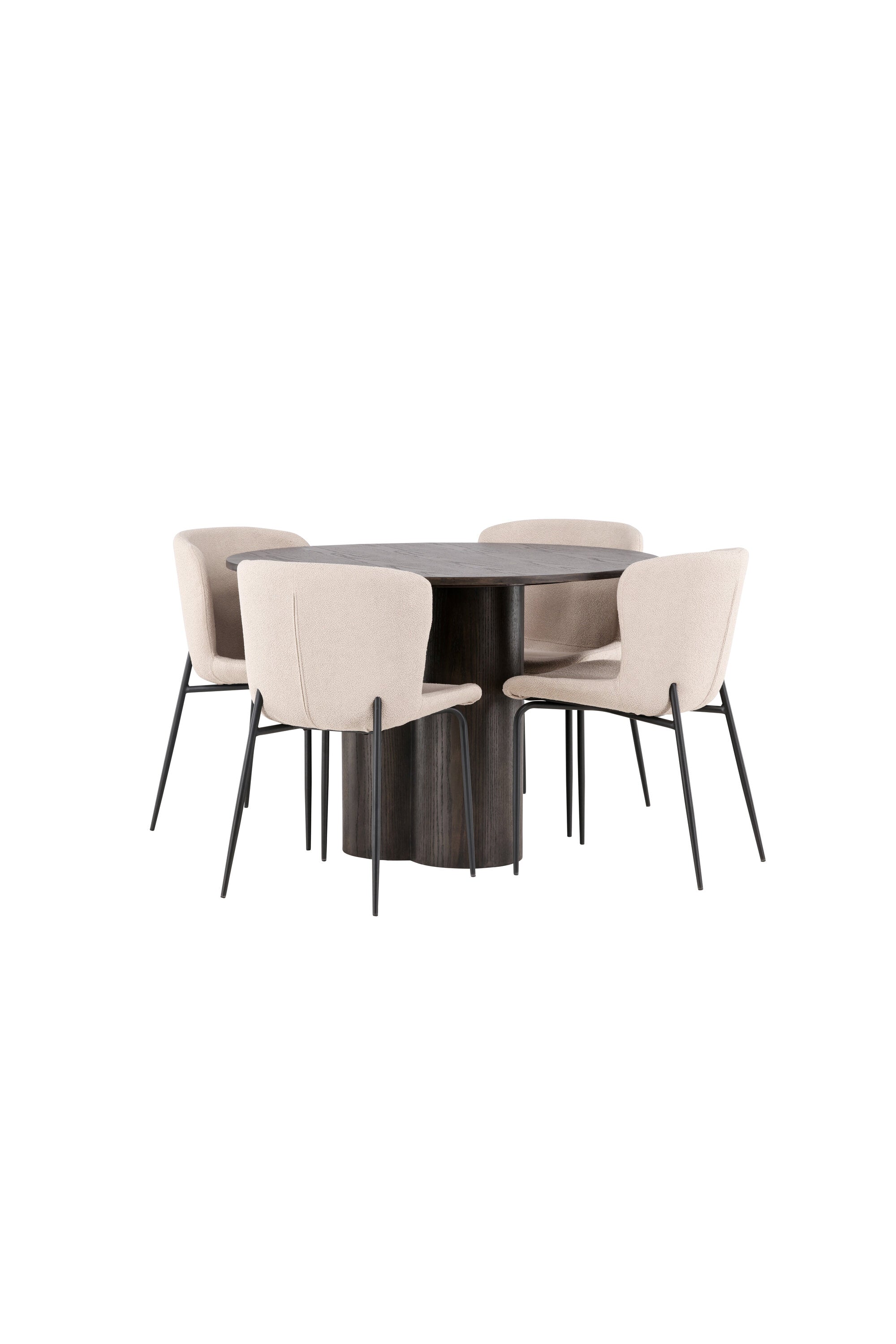 Olivia Esszimmer Set + Modesto ⌀110cm/4St. in Braun / Beige / Grau präsentiert im Onlineshop von KAQTU Design AG. Esszimmerset ist von Venture Home