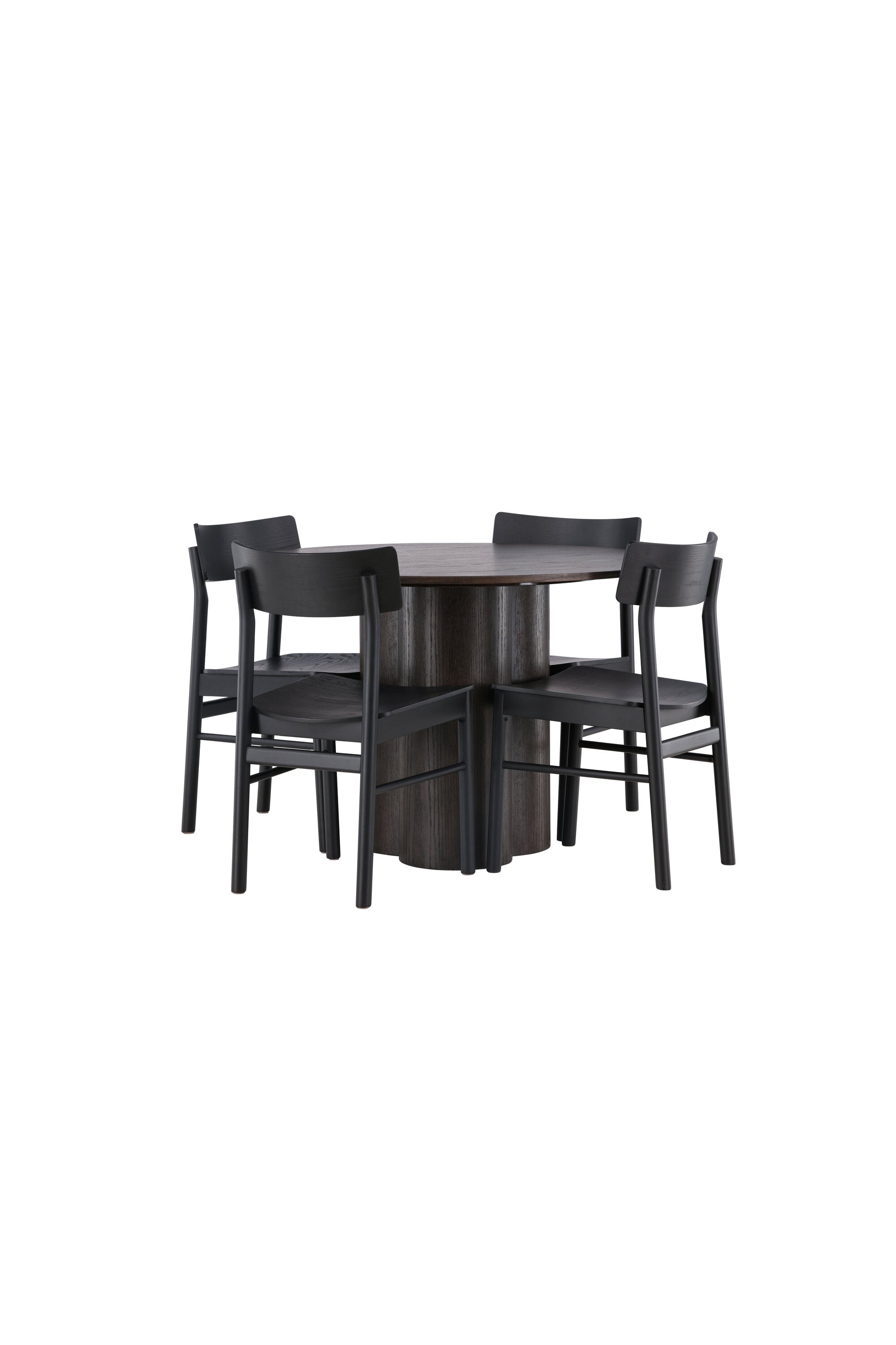 Olivia Esstisch + 4 x Montros Esszimmerstuhl in Schwarz präsentiert im Onlineshop von KAQTU Design AG. Esszimmerset ist von Venture Home