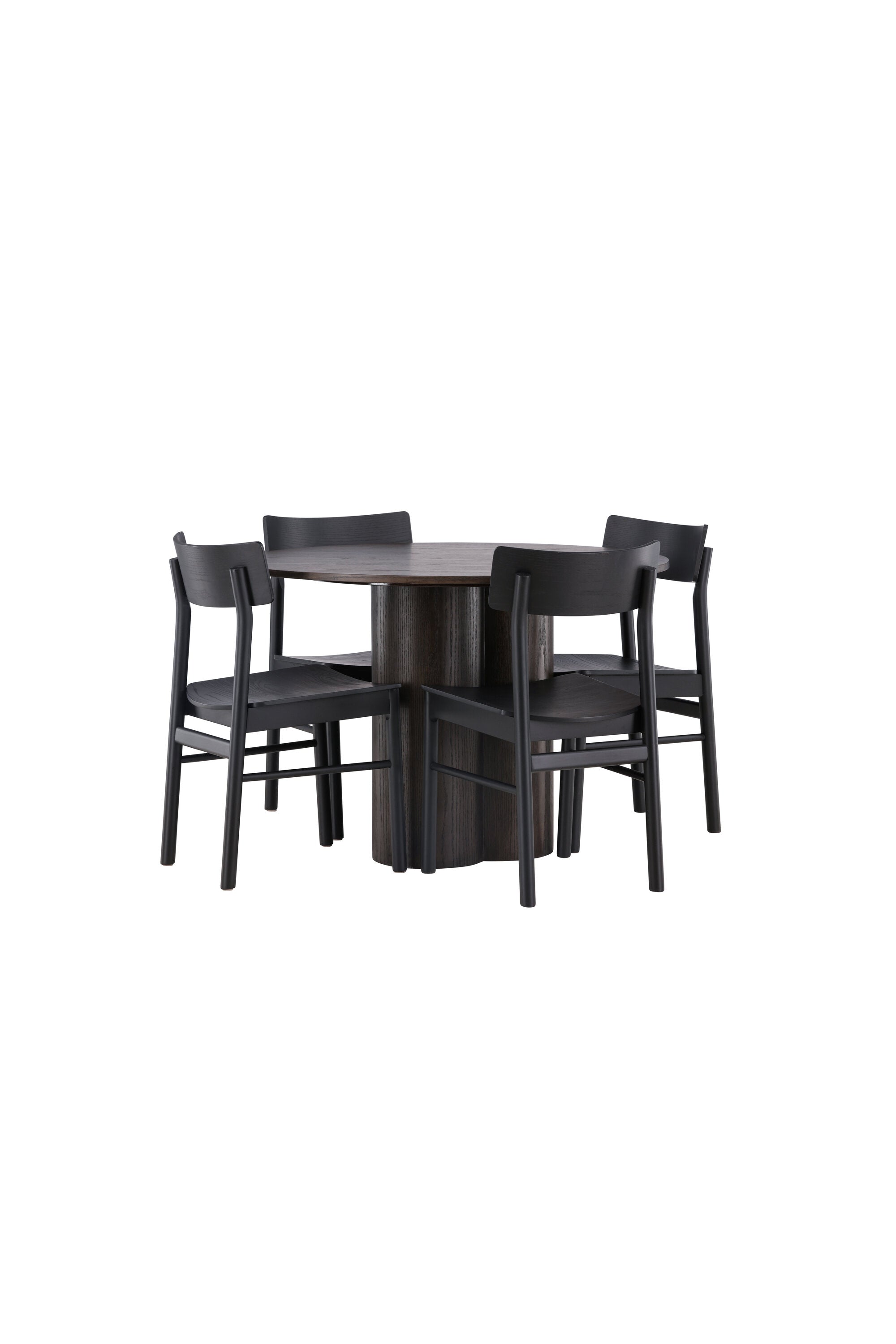 Olivia Esstisch + 4 x Montros Esszimmerstuhl in Schwarz präsentiert im Onlineshop von KAQTU Design AG. Esszimmerset ist von Venture Home