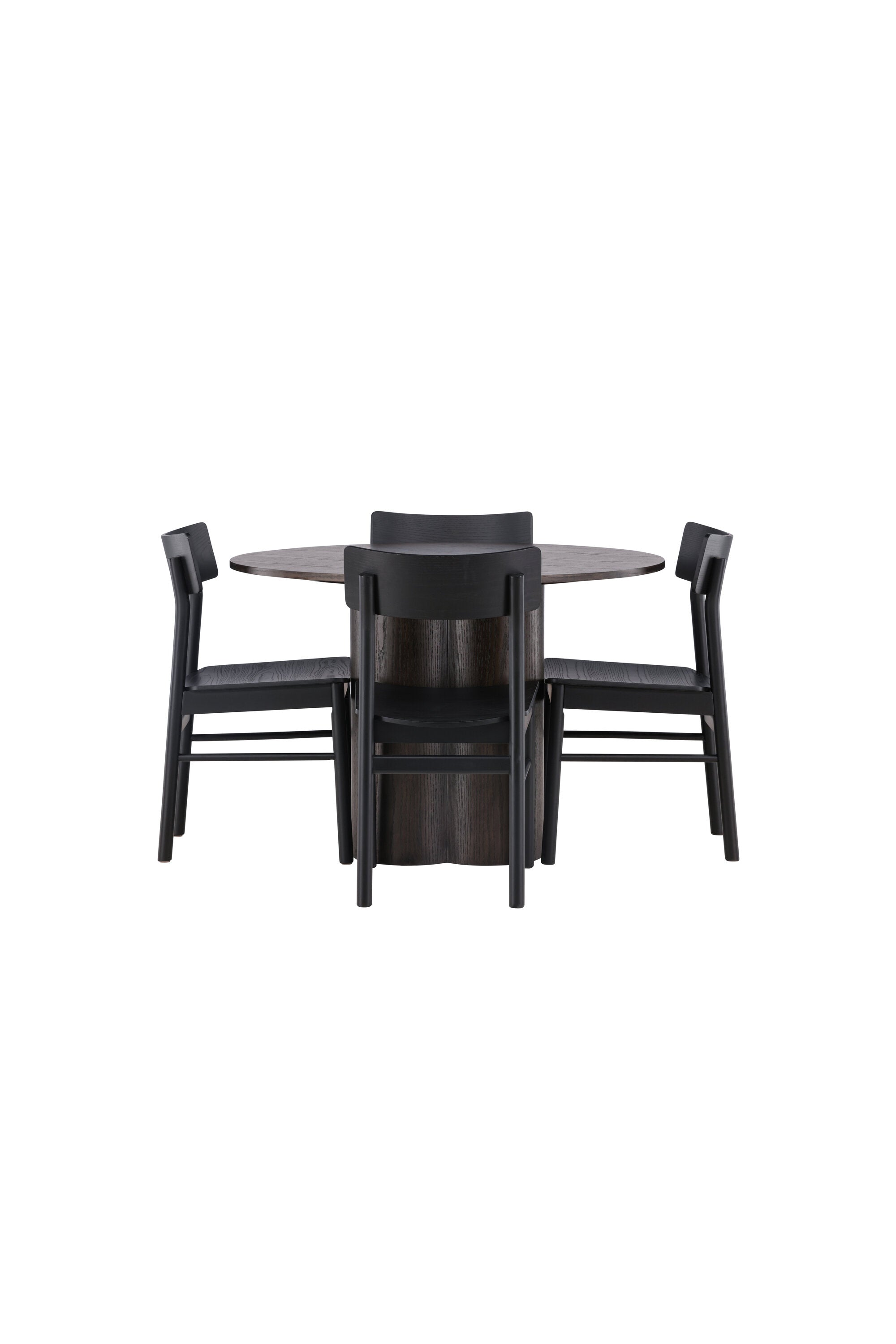 Olivia Esstisch + 4 x Montros Esszimmerstuhl in Schwarz präsentiert im Onlineshop von KAQTU Design AG. Esszimmerset ist von Venture Home