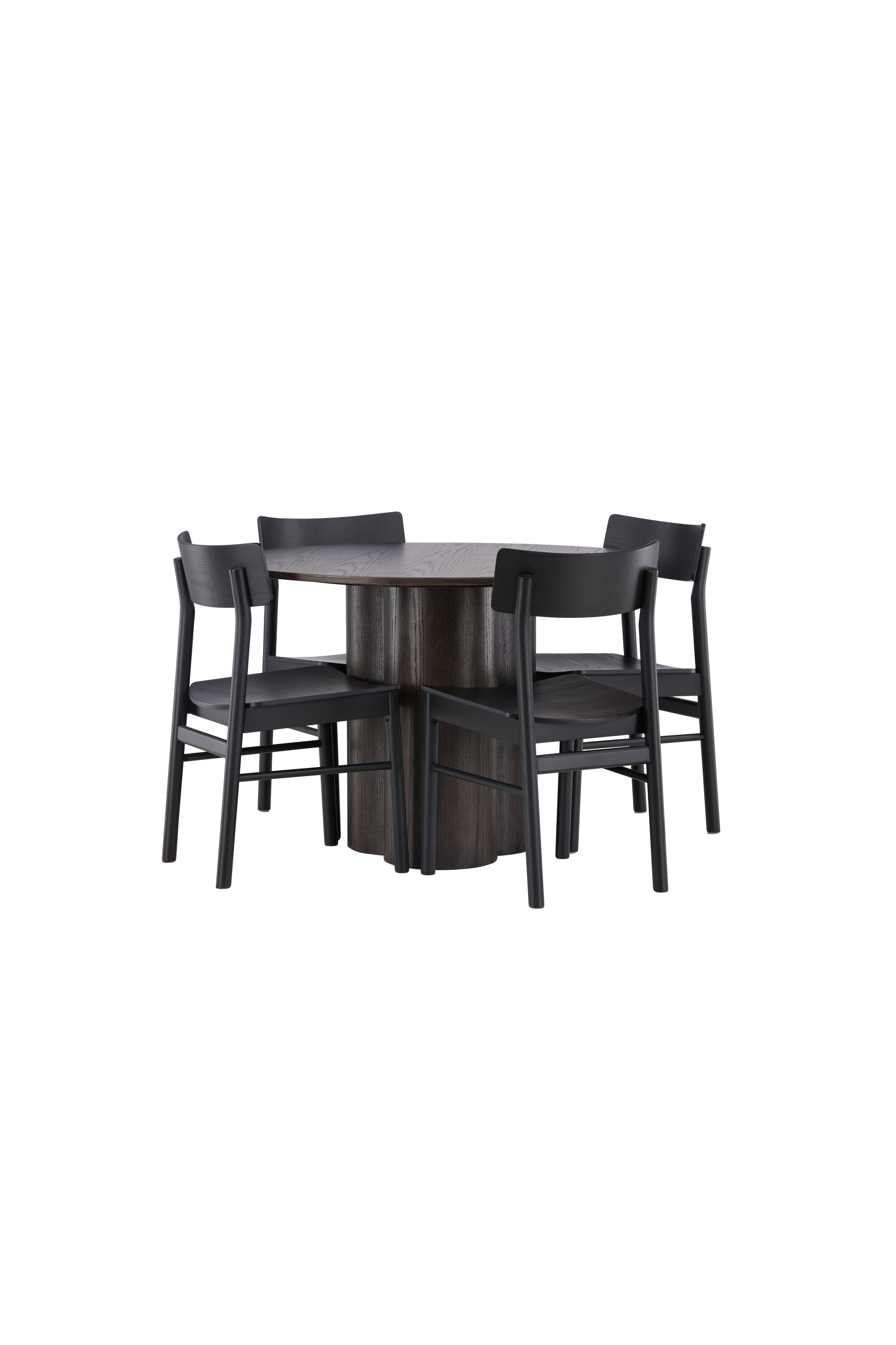 Olivia Esstisch + 4 x Montros Esszimmerstuhl in Schwarz präsentiert im Onlineshop von KAQTU Design AG. Esszimmerset ist von Venture Home