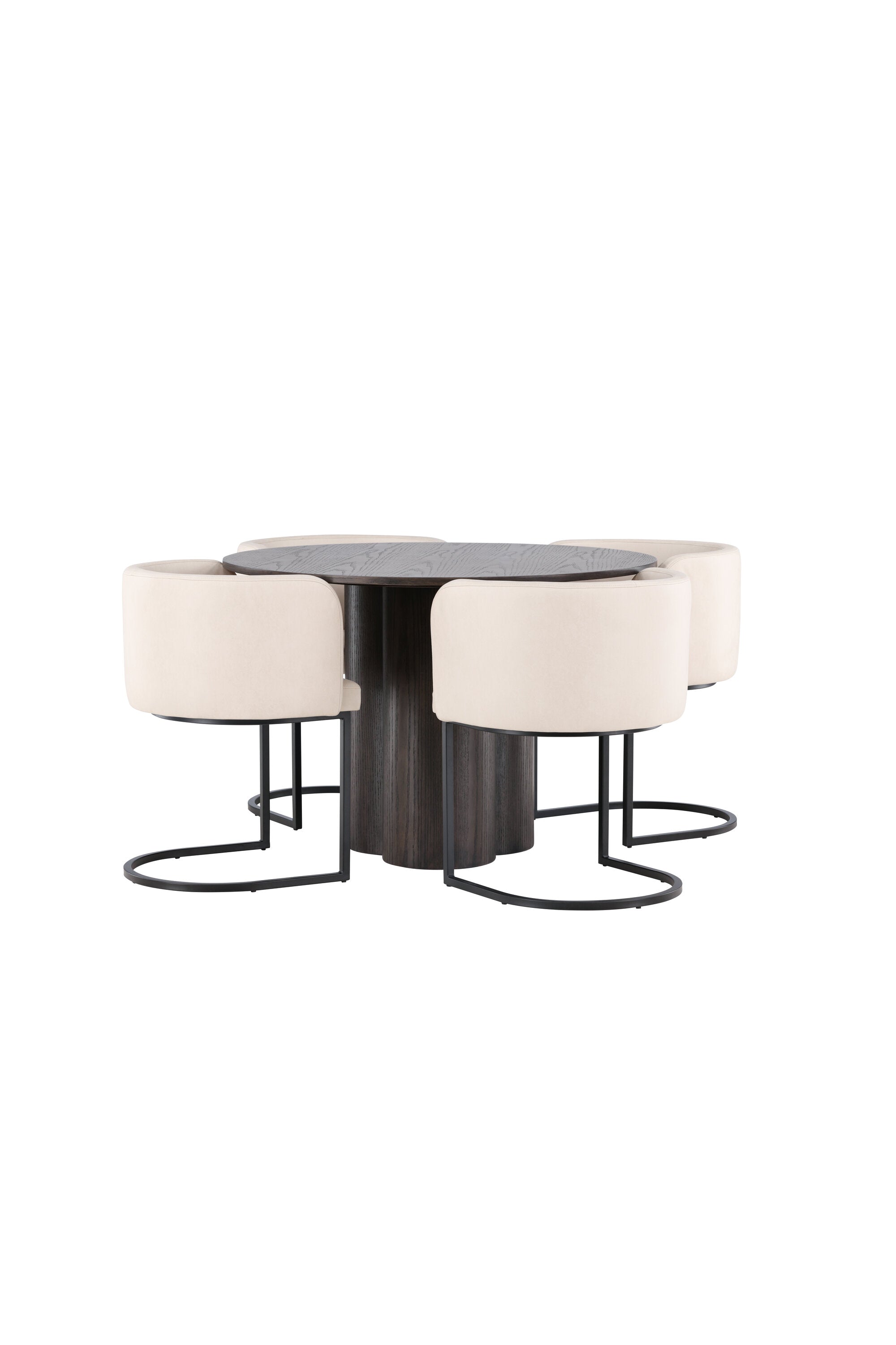 Olivia Esszimmer Set + Simrishamn ⌀110cm/4St. in Braun / Beige / Schwarz präsentiert im Onlineshop von KAQTU Design AG. Esszimmerset ist von Venture Home