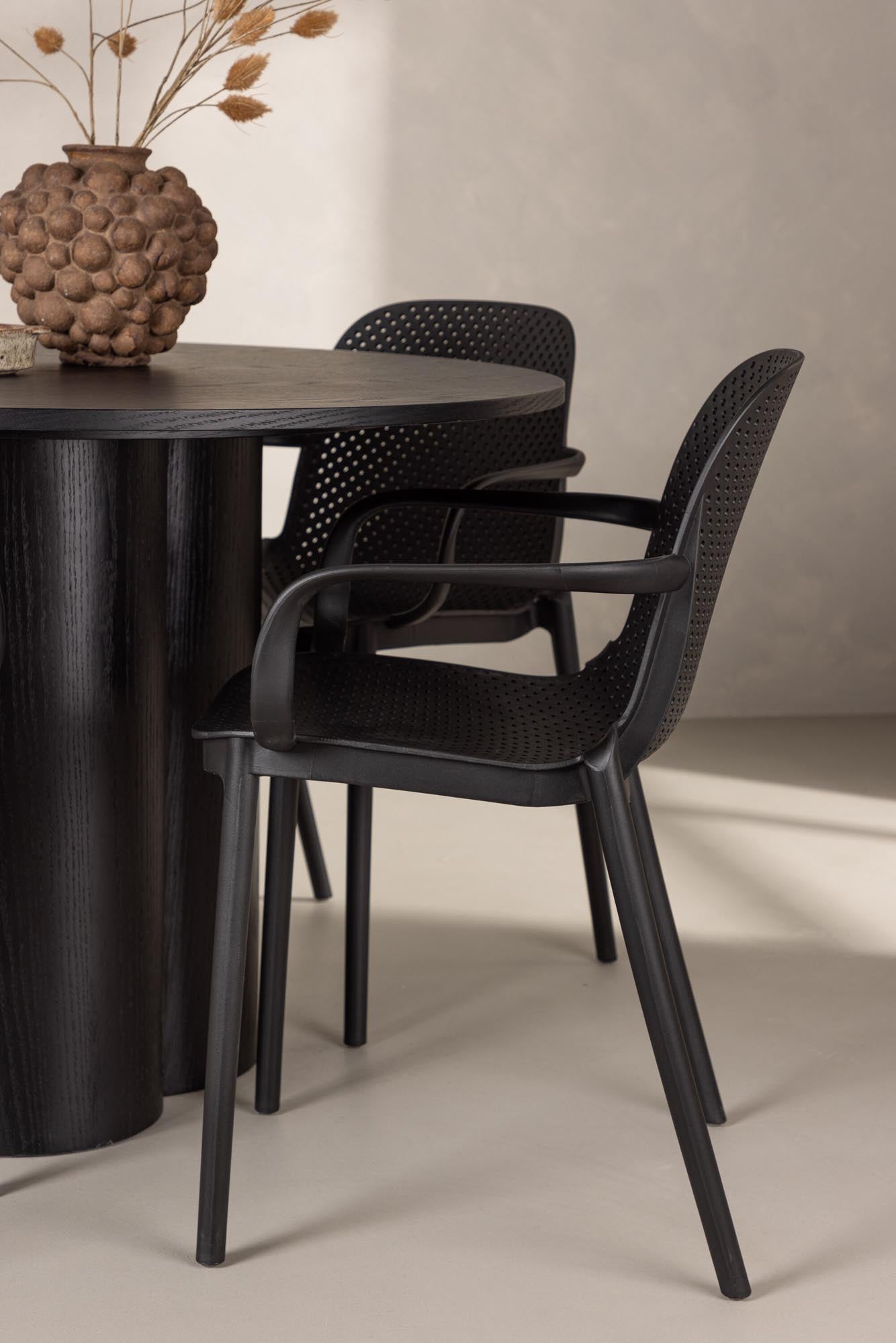 Stilvolles Olivia Esszimmer Set mit runder Tischplatte (⌀110cm) und 4 komfortablen Baltimore Stühlen – ideal für moderne Esszimmer.