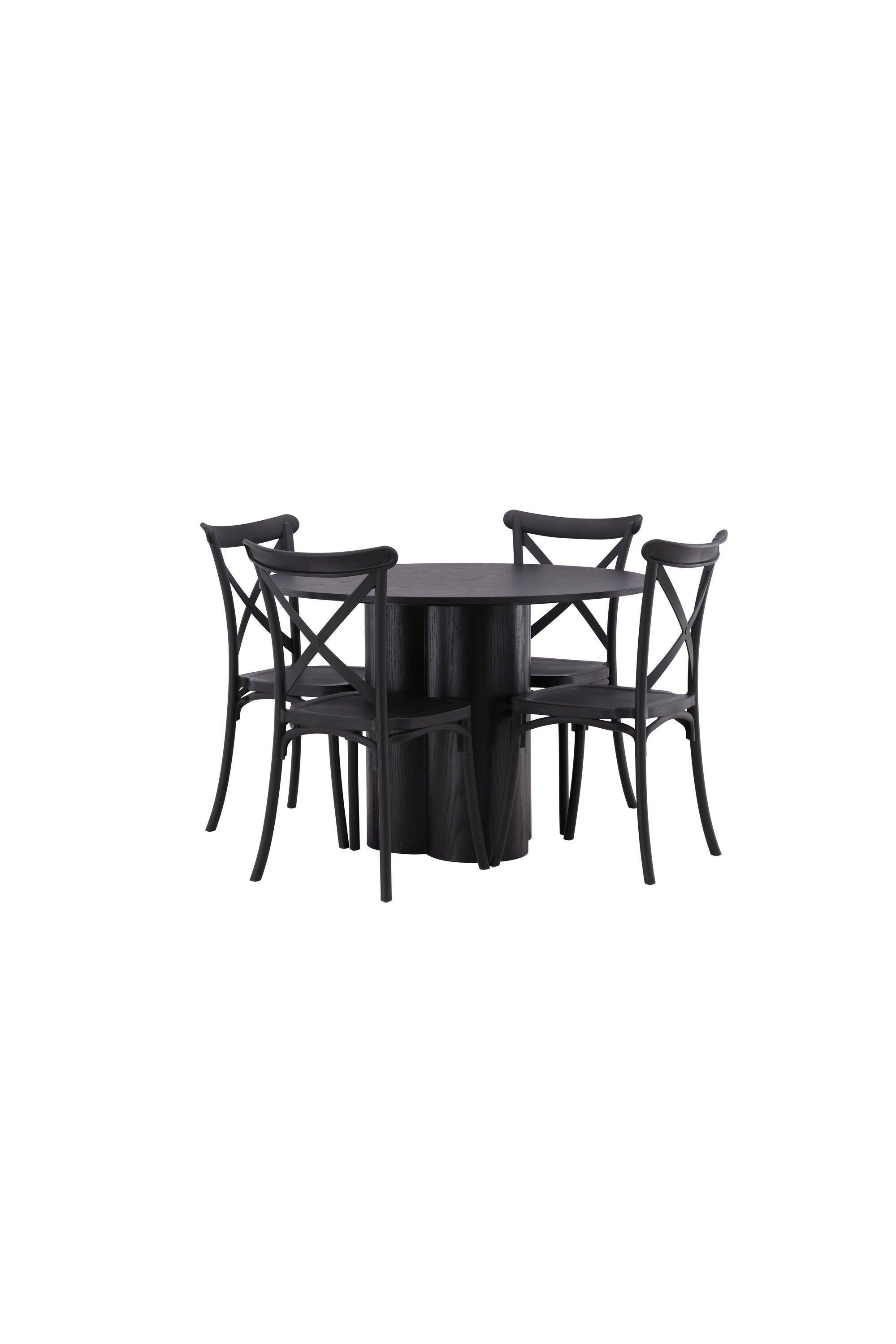 Olivia Esszimmer Set + Crosett ⌀110cm/4St. in Schwarz präsentiert im Onlineshop von KAQTU Design AG. Esszimmerset ist von Venture Home
