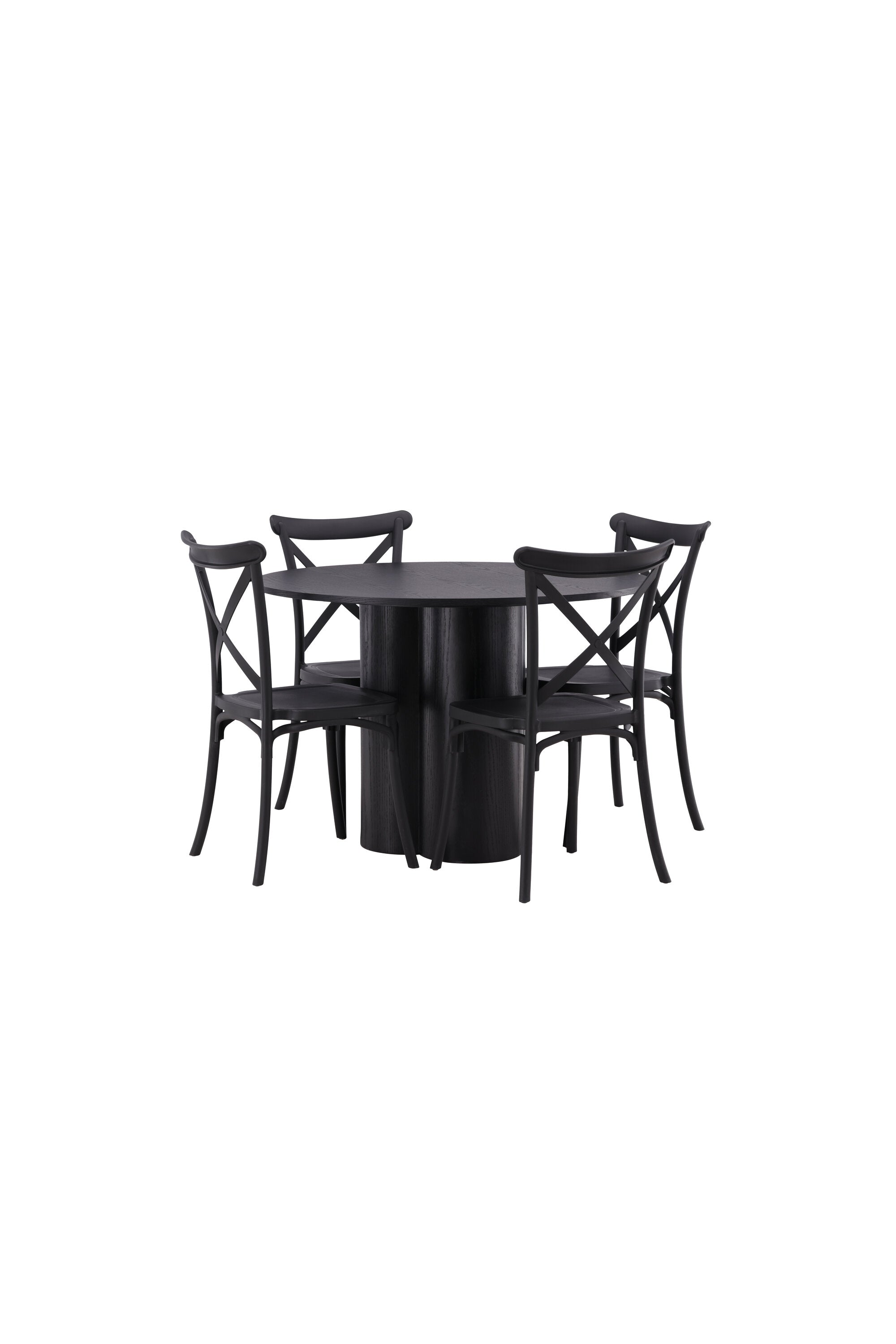 Olivia Esszimmer Set + Crosett ⌀110cm/4St. in Schwarz präsentiert im Onlineshop von KAQTU Design AG. Esszimmerset ist von Venture Home