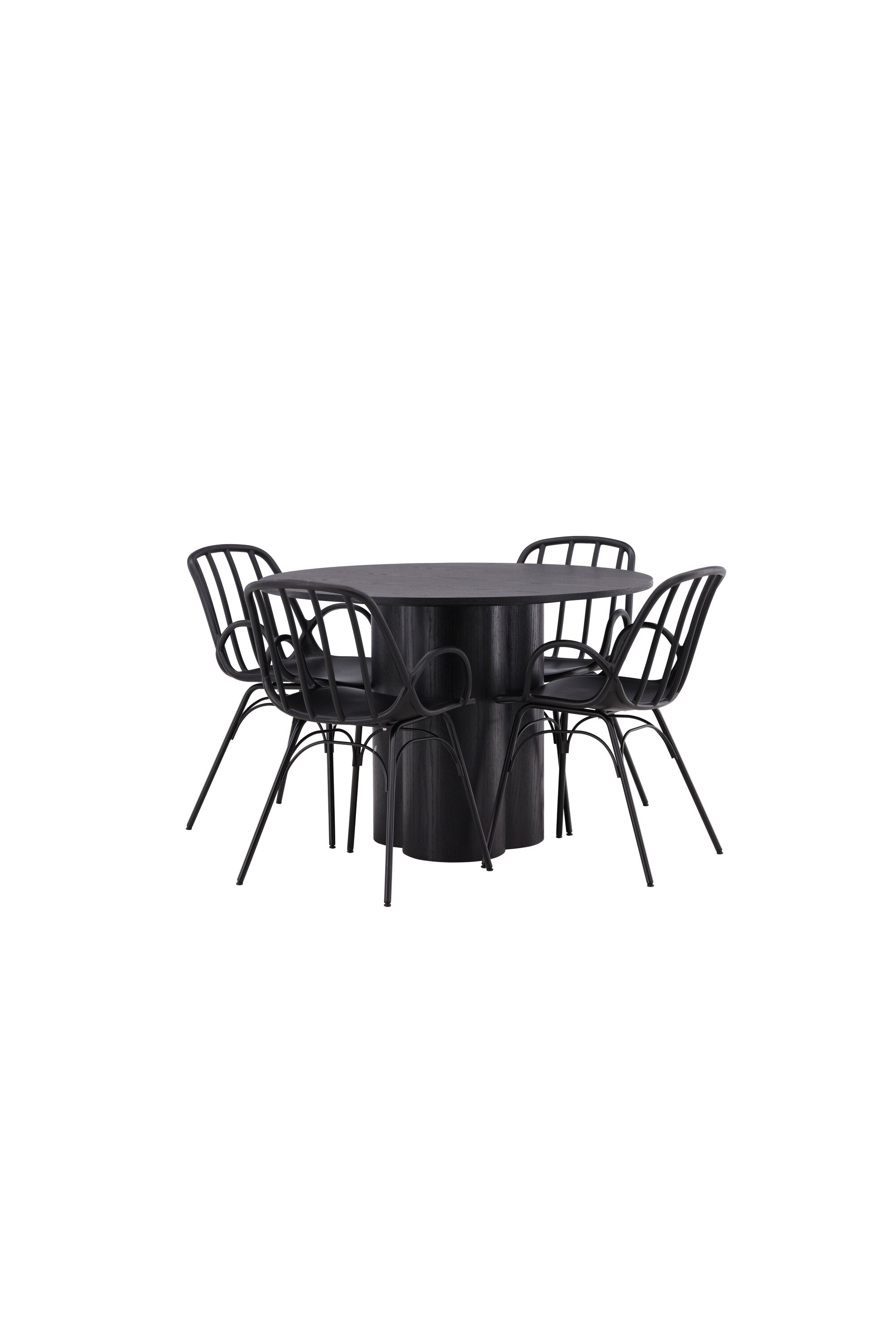 Olivia Esszimmerset + Dyrön ⌀110cm/4St. in Schwarz präsentiert im Onlineshop von KAQTU Design AG. Esszimmerset ist von Venture Home