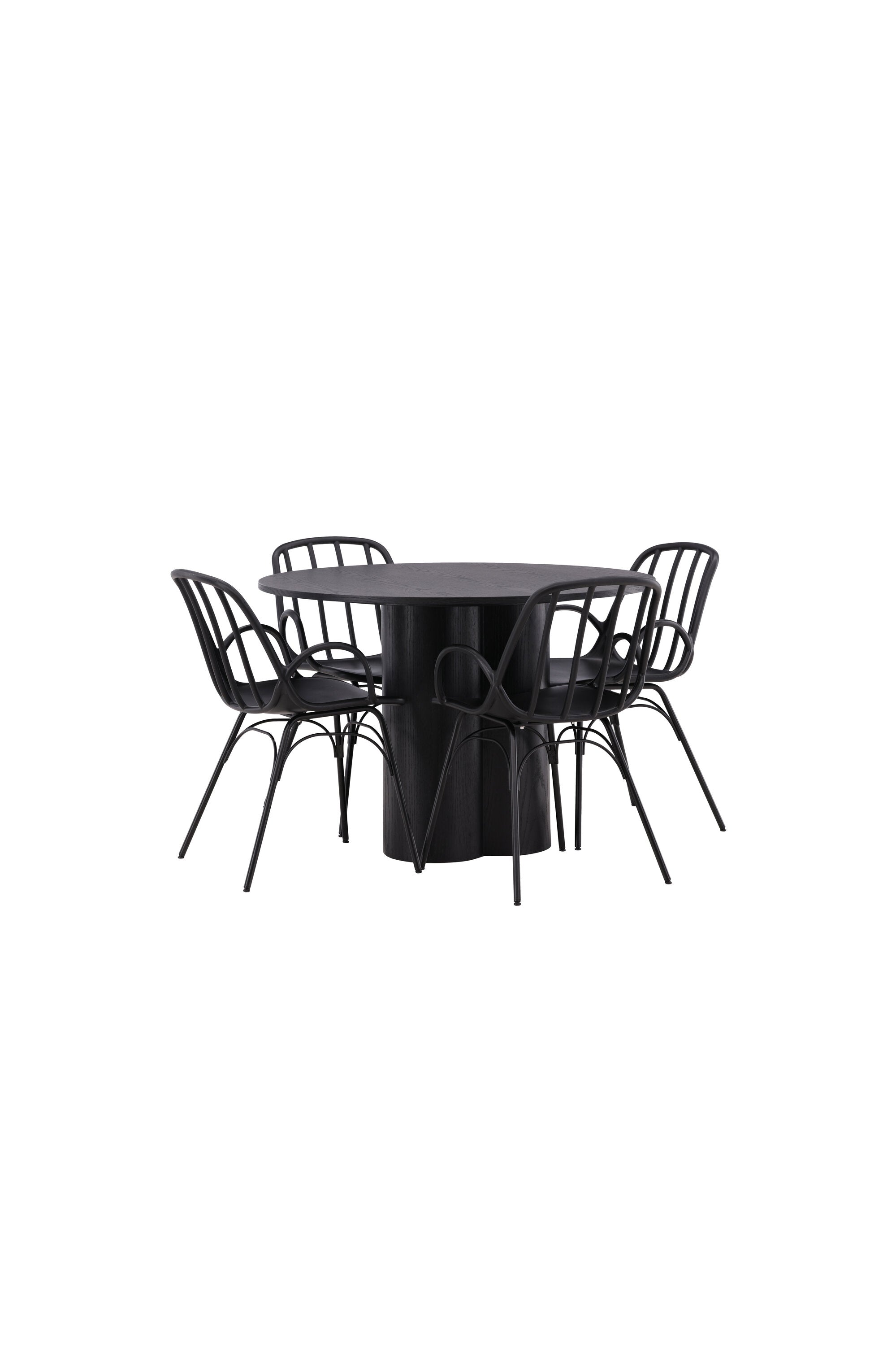 Olivia Esszimmerset + Dyrön ⌀110cm/4St. in Schwarz präsentiert im Onlineshop von KAQTU Design AG. Esszimmerset ist von Venture Home