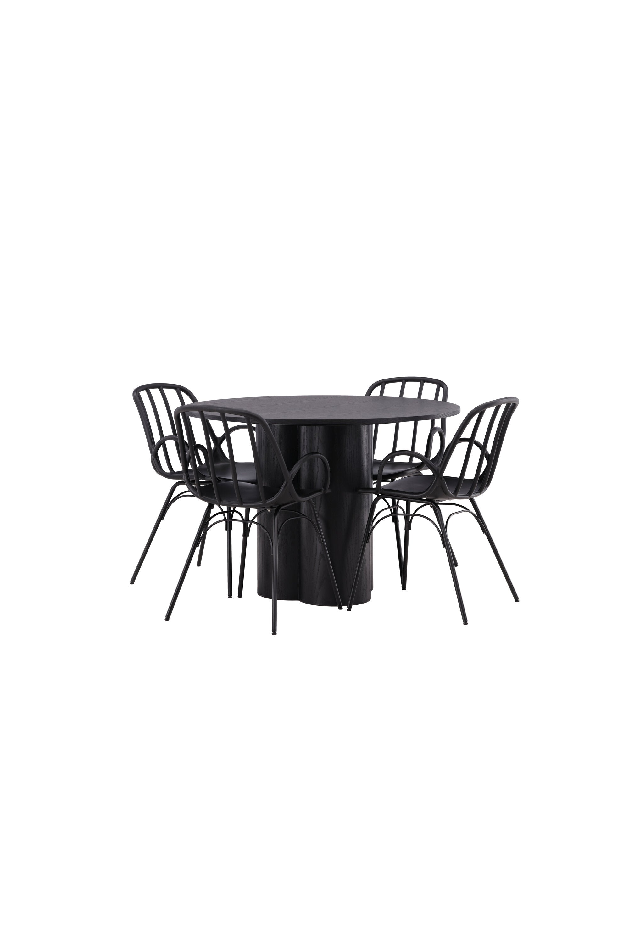 Olivia Esszimmerset + Dyrön ⌀110cm/4St. in Schwarz präsentiert im Onlineshop von KAQTU Design AG. Esszimmerset ist von Venture Home