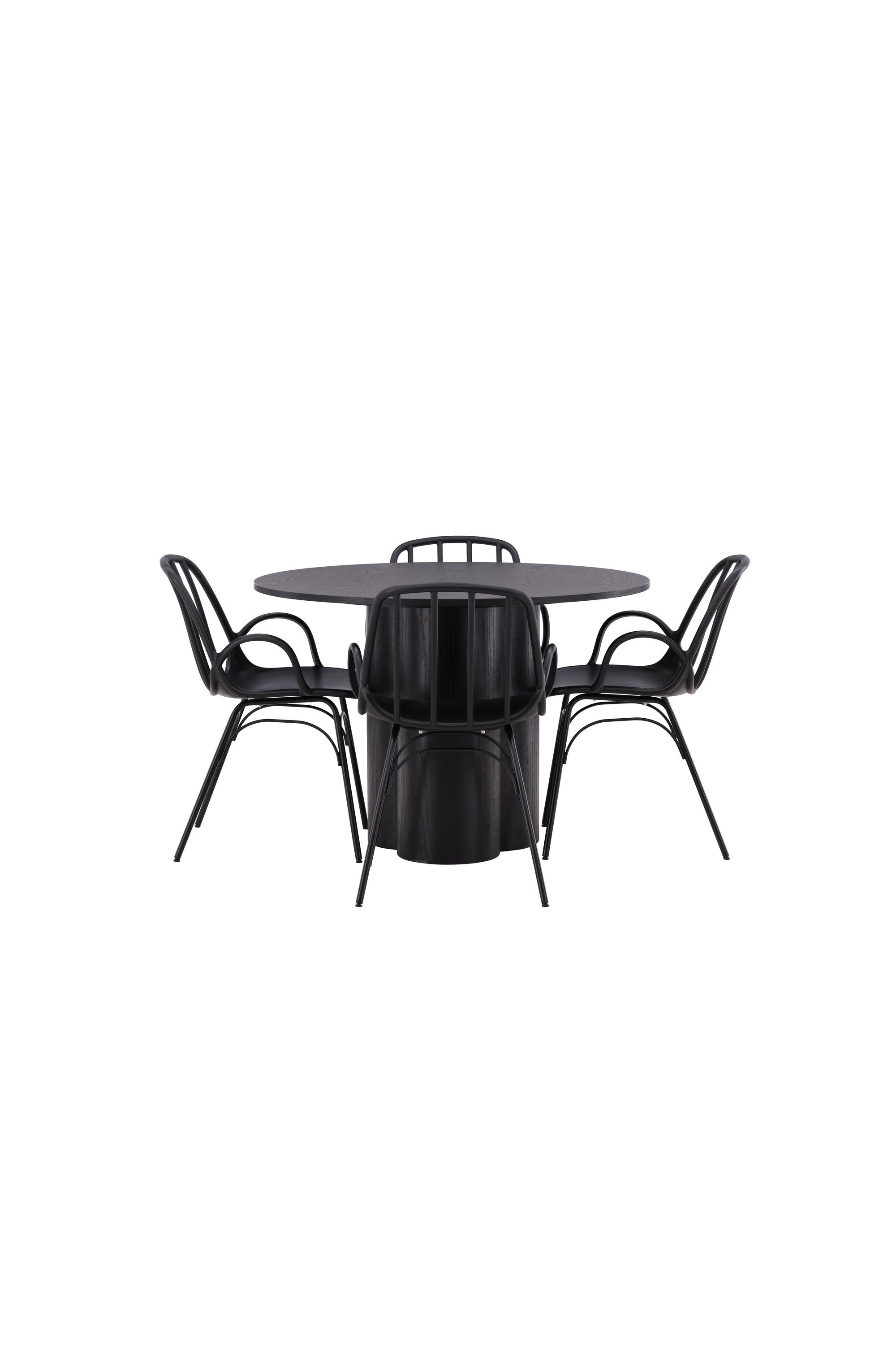 Olivia Esszimmerset + Dyrön ⌀110cm/4St. in Schwarz präsentiert im Onlineshop von KAQTU Design AG. Esszimmerset ist von Venture Home