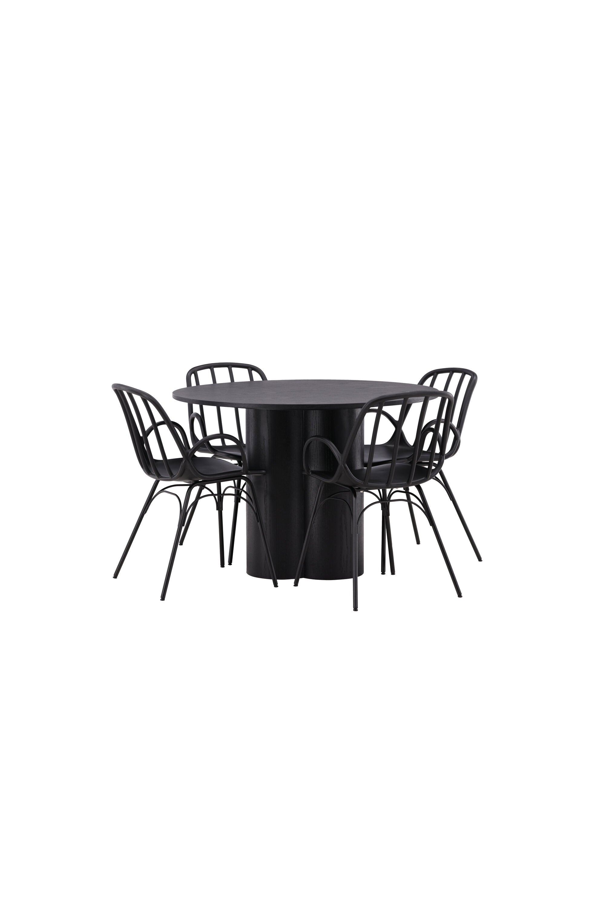 Olivia Esszimmerset + Dyrön ⌀110cm/4St. in Schwarz präsentiert im Onlineshop von KAQTU Design AG. Esszimmerset ist von Venture Home
