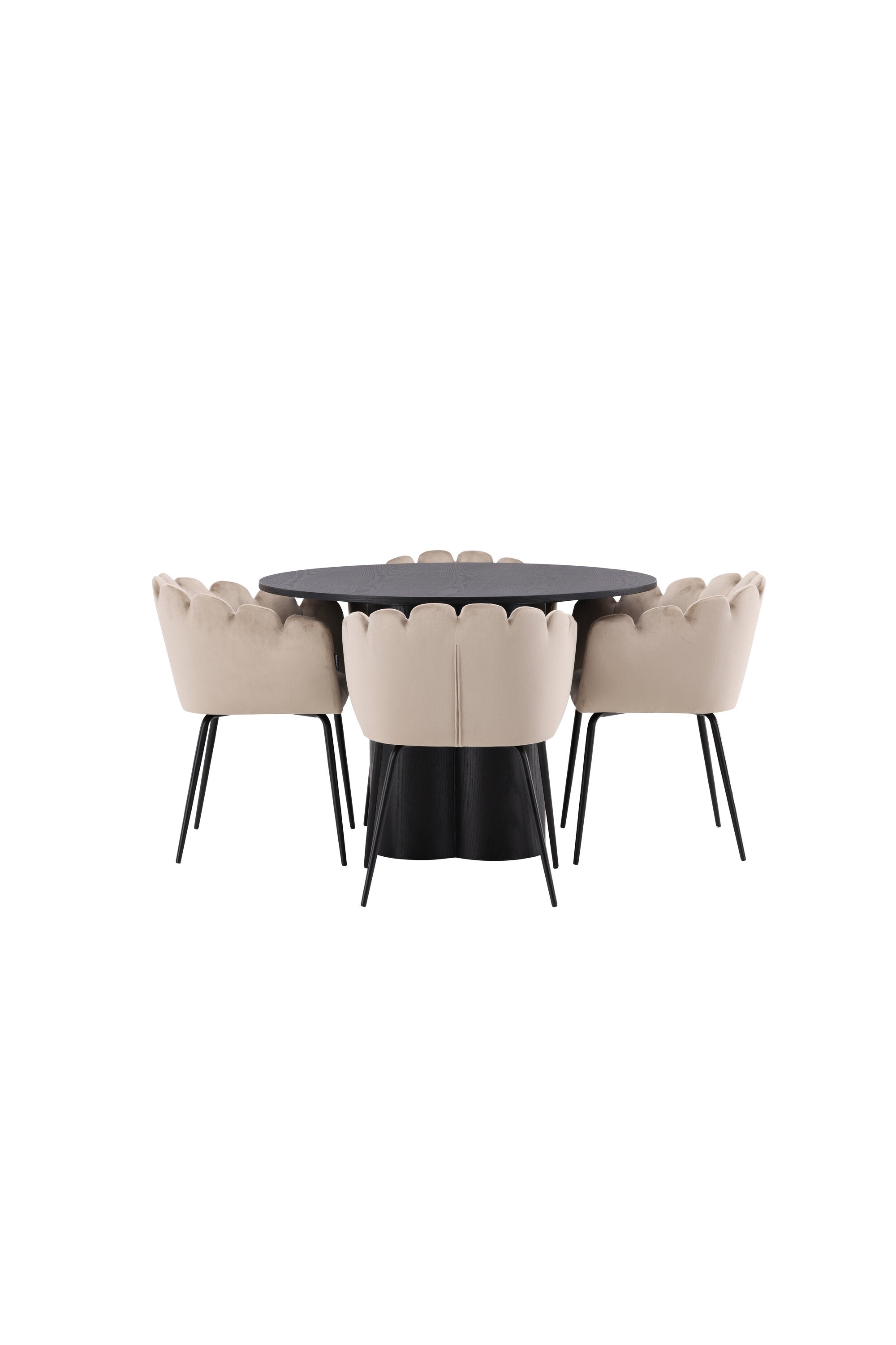 Olivia Esszimmer Set + Limhamn ⌀110cm/4St. in Schwarz / Beige präsentiert im Onlineshop von KAQTU Design AG. Esszimmerset ist von Venture Home