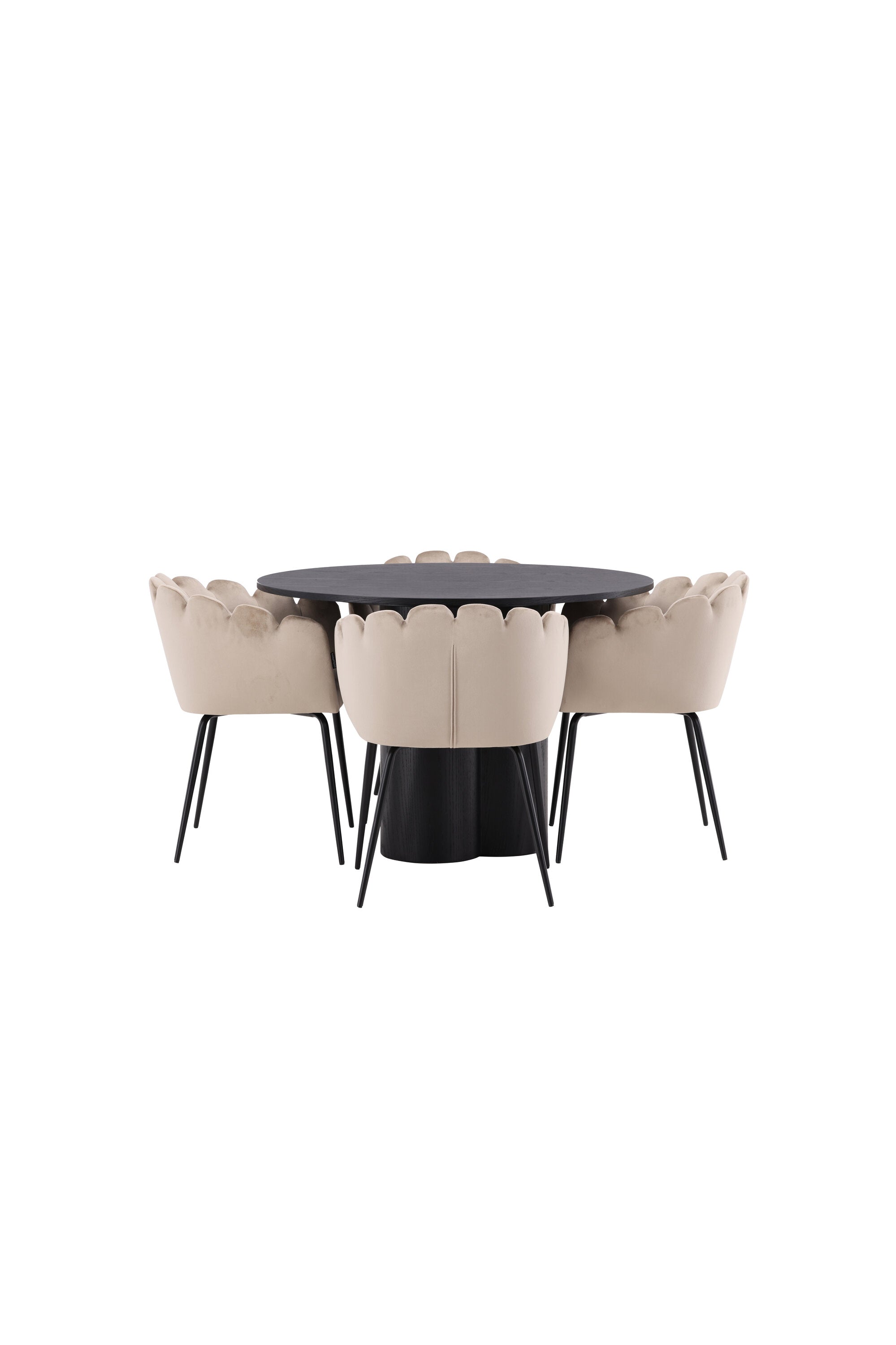 Olivia Esszimmer Set + Limhamn ⌀110cm/4St. in Schwarz / Beige präsentiert im Onlineshop von KAQTU Design AG. Esszimmerset ist von Venture Home