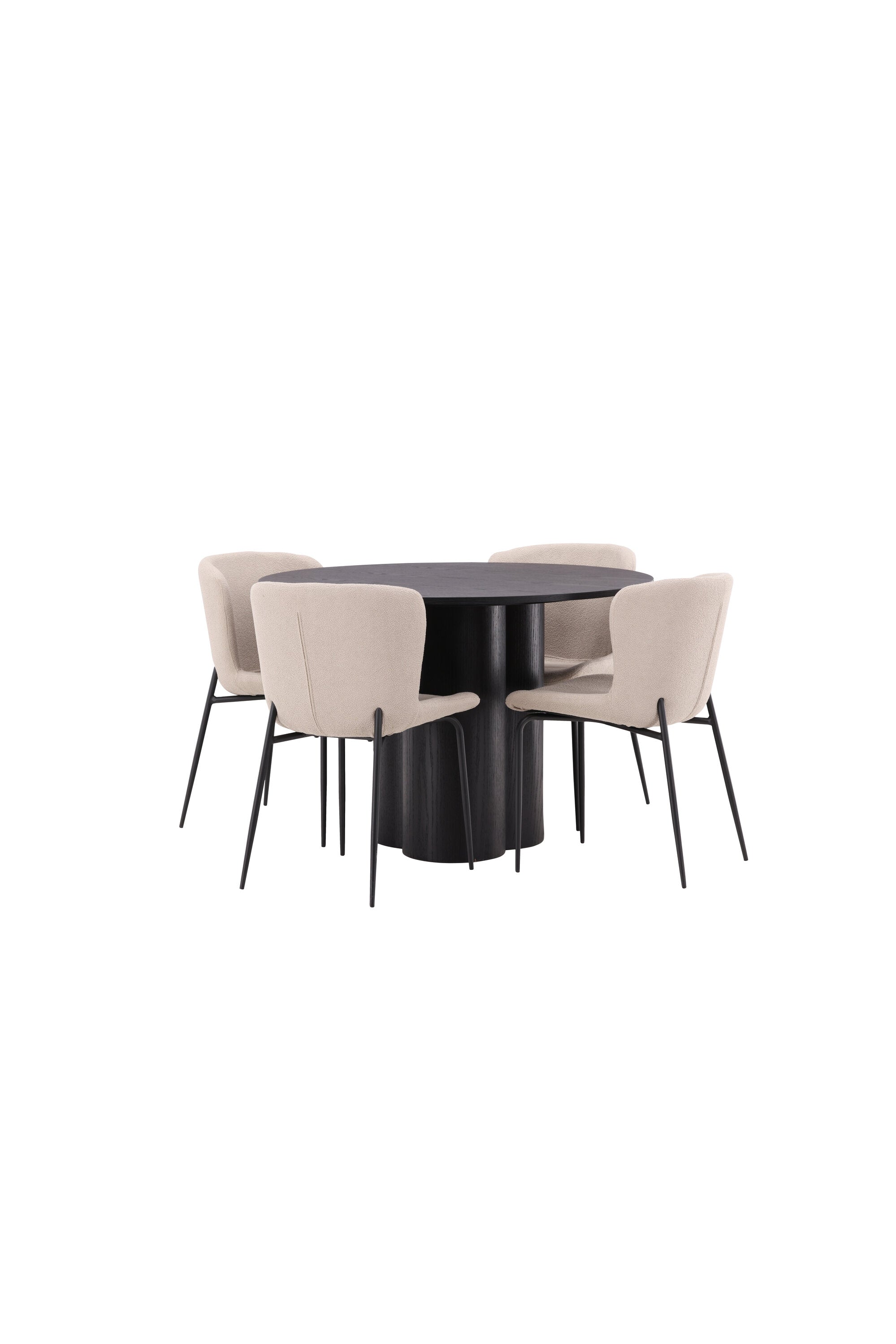 Olivia Esszimmer Set + Modesto ⌀110cm/4St. in Schwarz / Beige präsentiert im Onlineshop von KAQTU Design AG. Esszimmerset ist von Venture Home