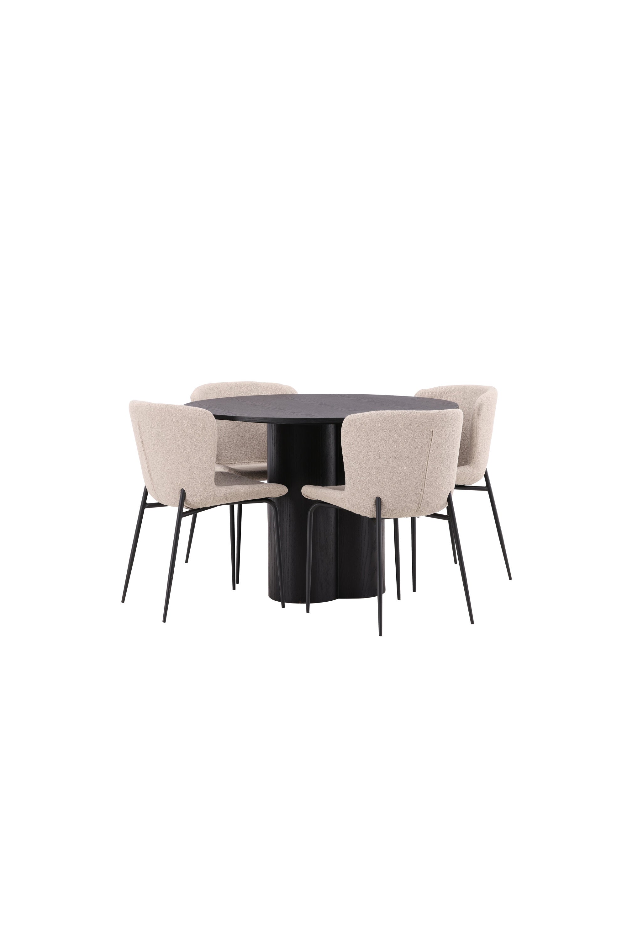 Olivia Esszimmer Set + Modesto ⌀110cm/4St. in Schwarz / Beige präsentiert im Onlineshop von KAQTU Design AG. Esszimmerset ist von Venture Home