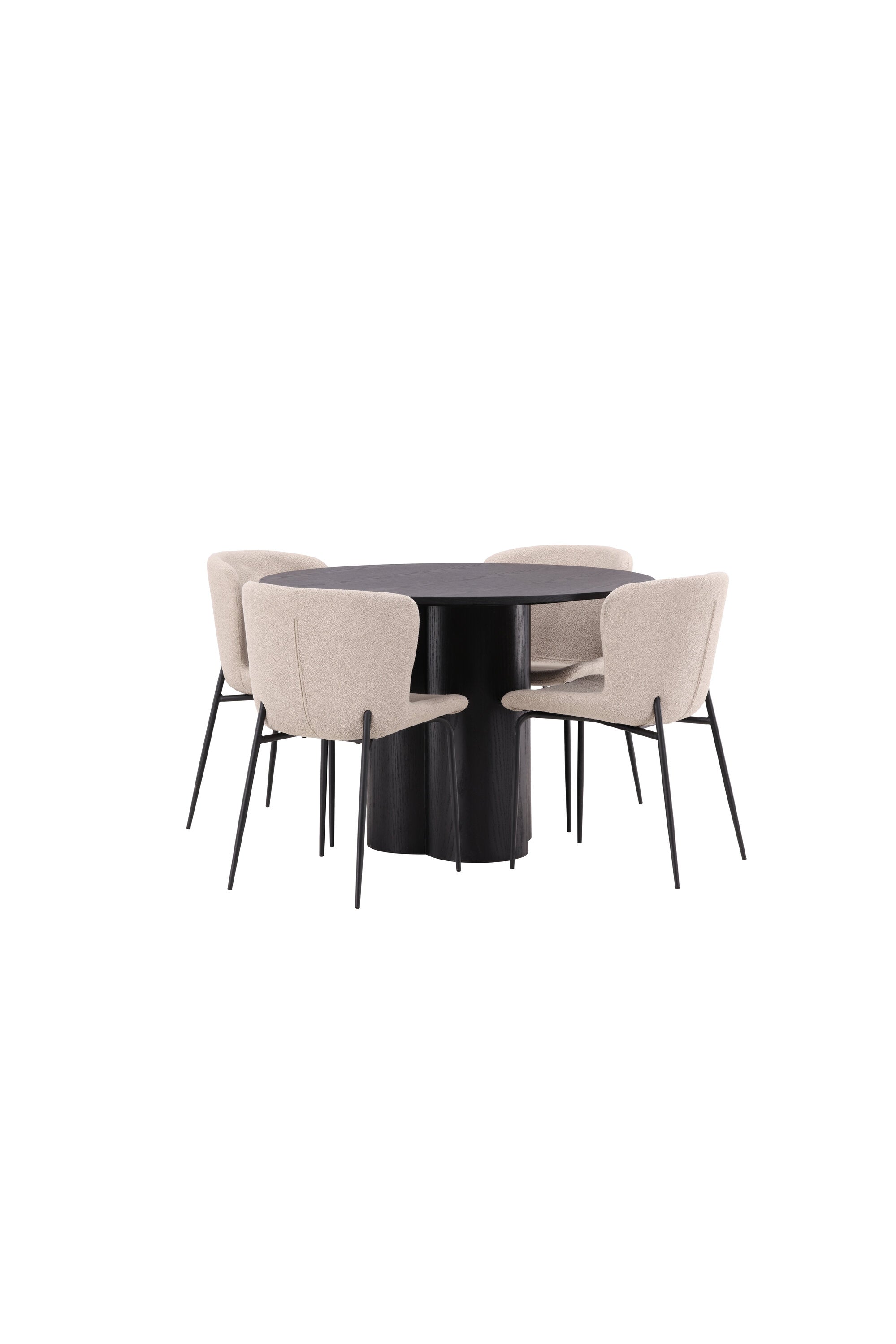 Olivia Esszimmer Set + Modesto ⌀110cm/4St. in Schwarz / Beige präsentiert im Onlineshop von KAQTU Design AG. Esszimmerset ist von Venture Home