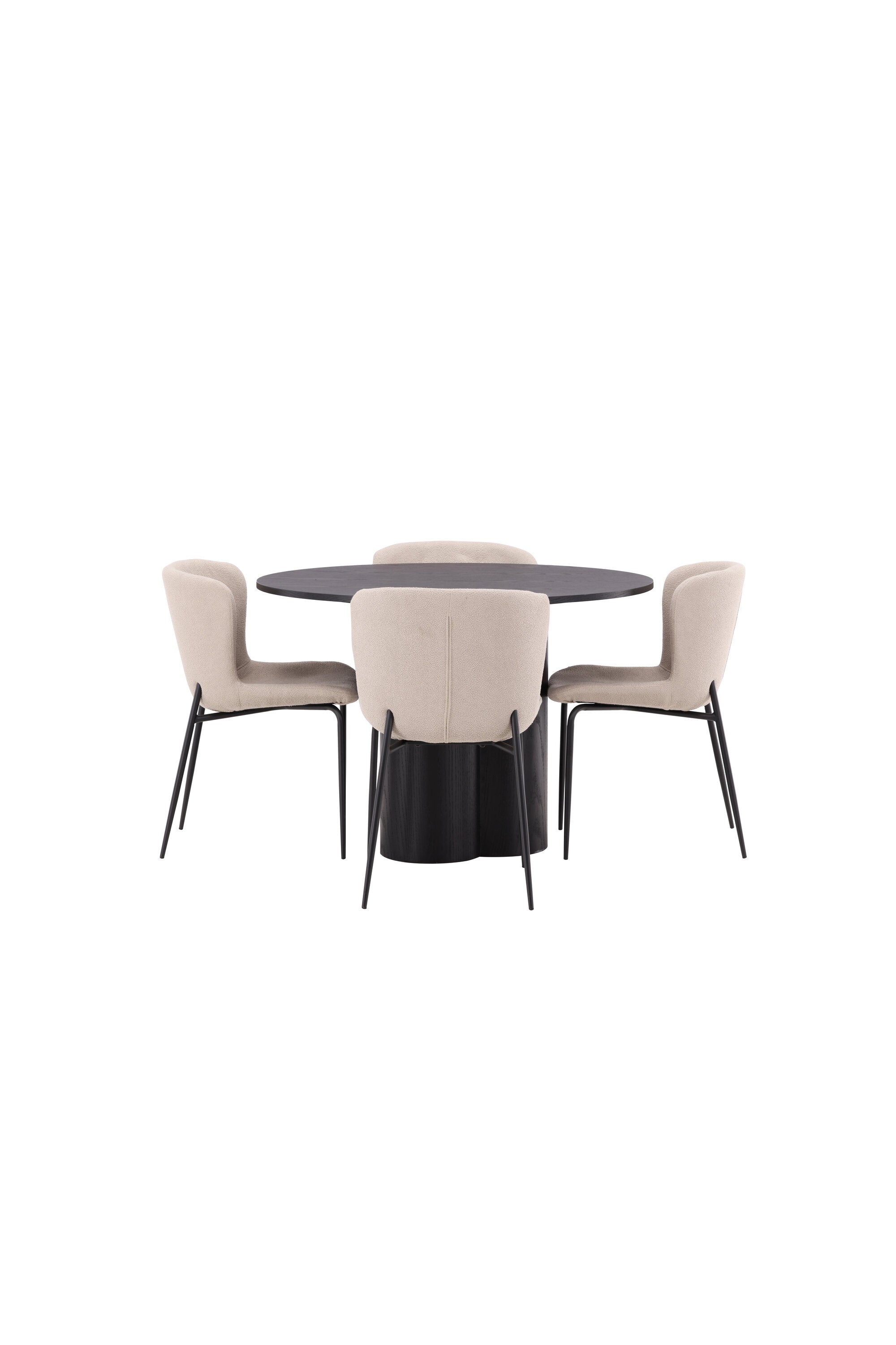 Olivia Esszimmer Set + Modesto ⌀110cm/4St. in Schwarz / Beige präsentiert im Onlineshop von KAQTU Design AG. Esszimmerset ist von Venture Home