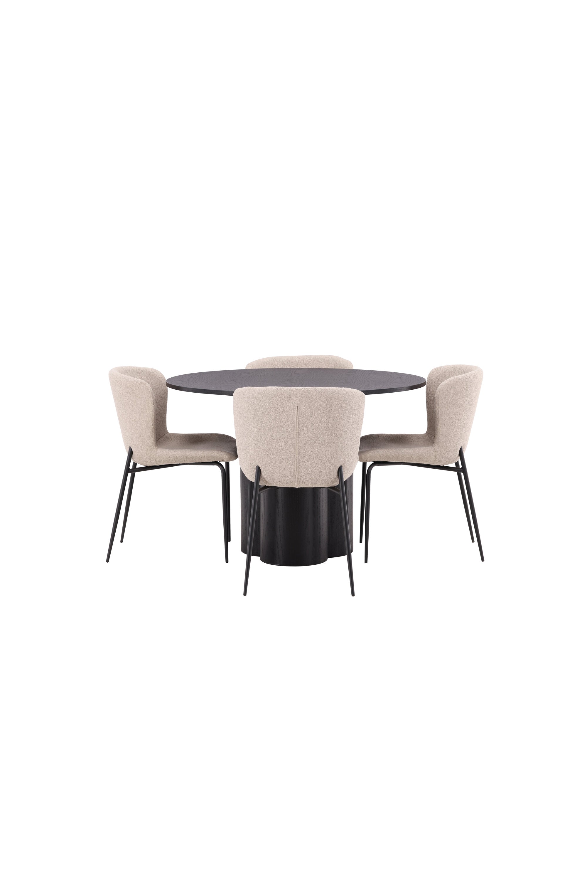 Olivia Esszimmer Set + Modesto ⌀110cm/4St. in Schwarz / Beige präsentiert im Onlineshop von KAQTU Design AG. Esszimmerset ist von Venture Home