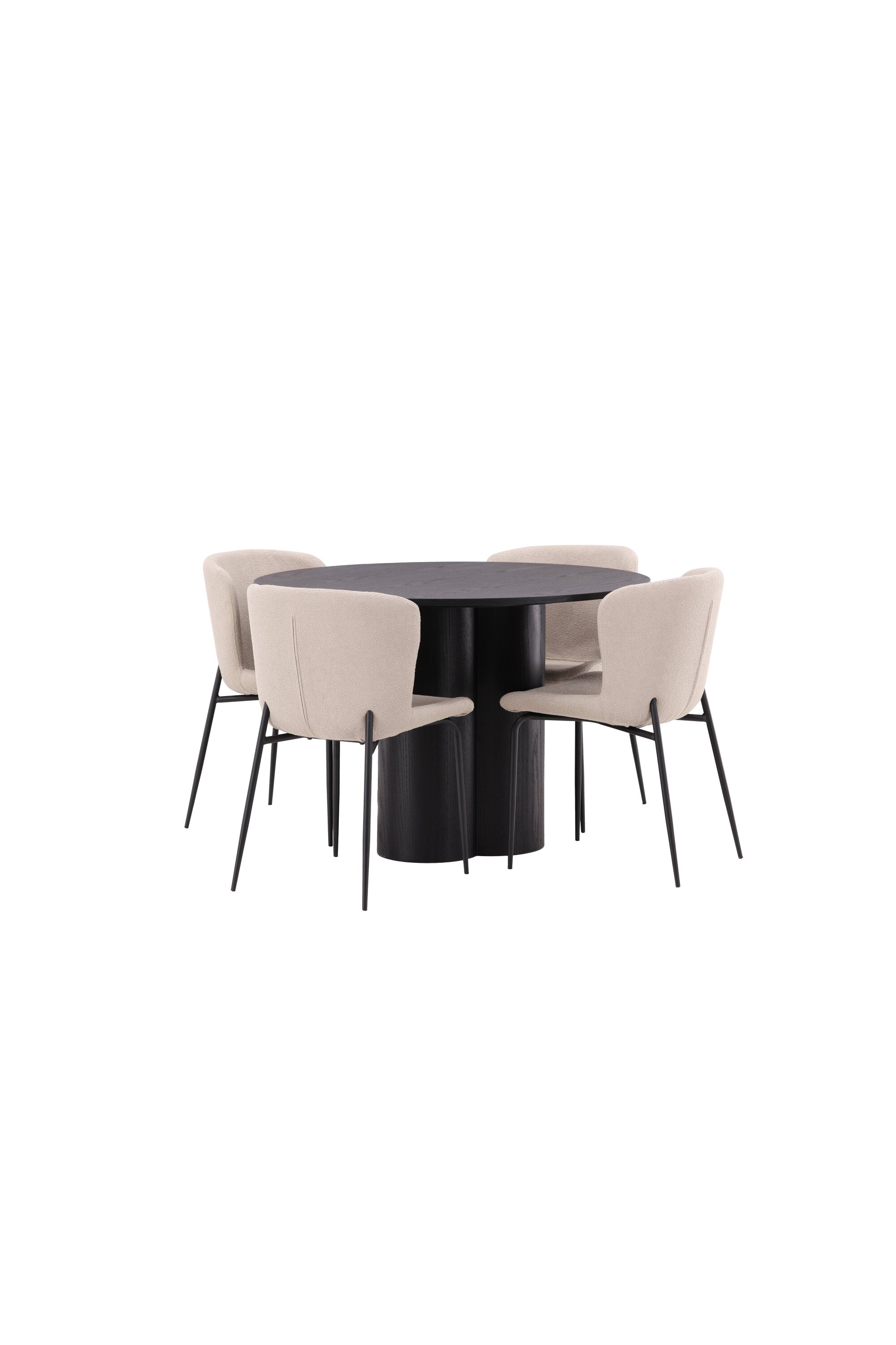Olivia Esszimmer Set + Modesto ⌀110cm/4St. in Schwarz / Beige präsentiert im Onlineshop von KAQTU Design AG. Esszimmerset ist von Venture Home