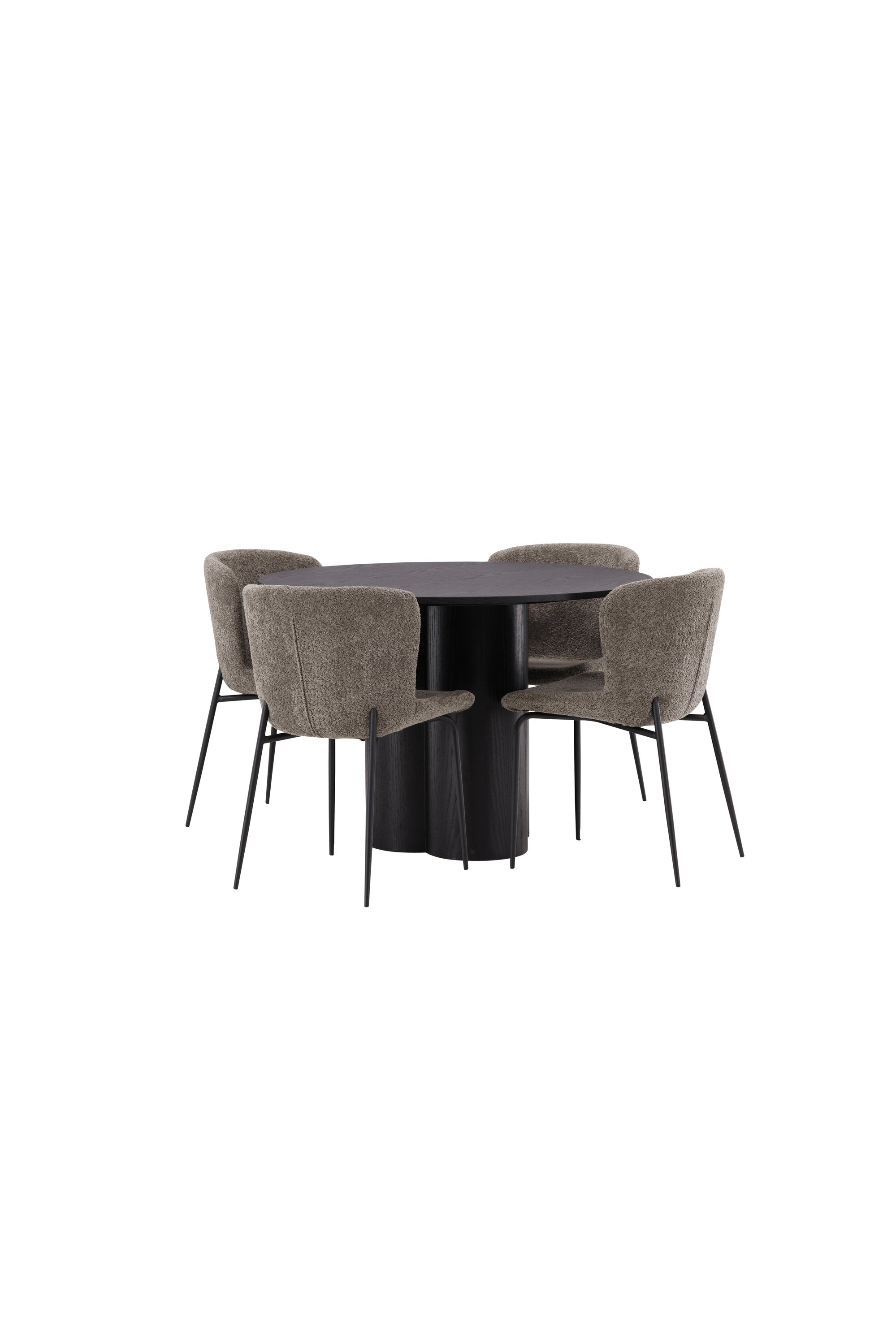 Olivia Esszimmer Set + Modesto ⌀110cm/4St. in Schwarz / Beige / Grau präsentiert im Onlineshop von KAQTU Design AG. Esszimmerset ist von Venture Home
