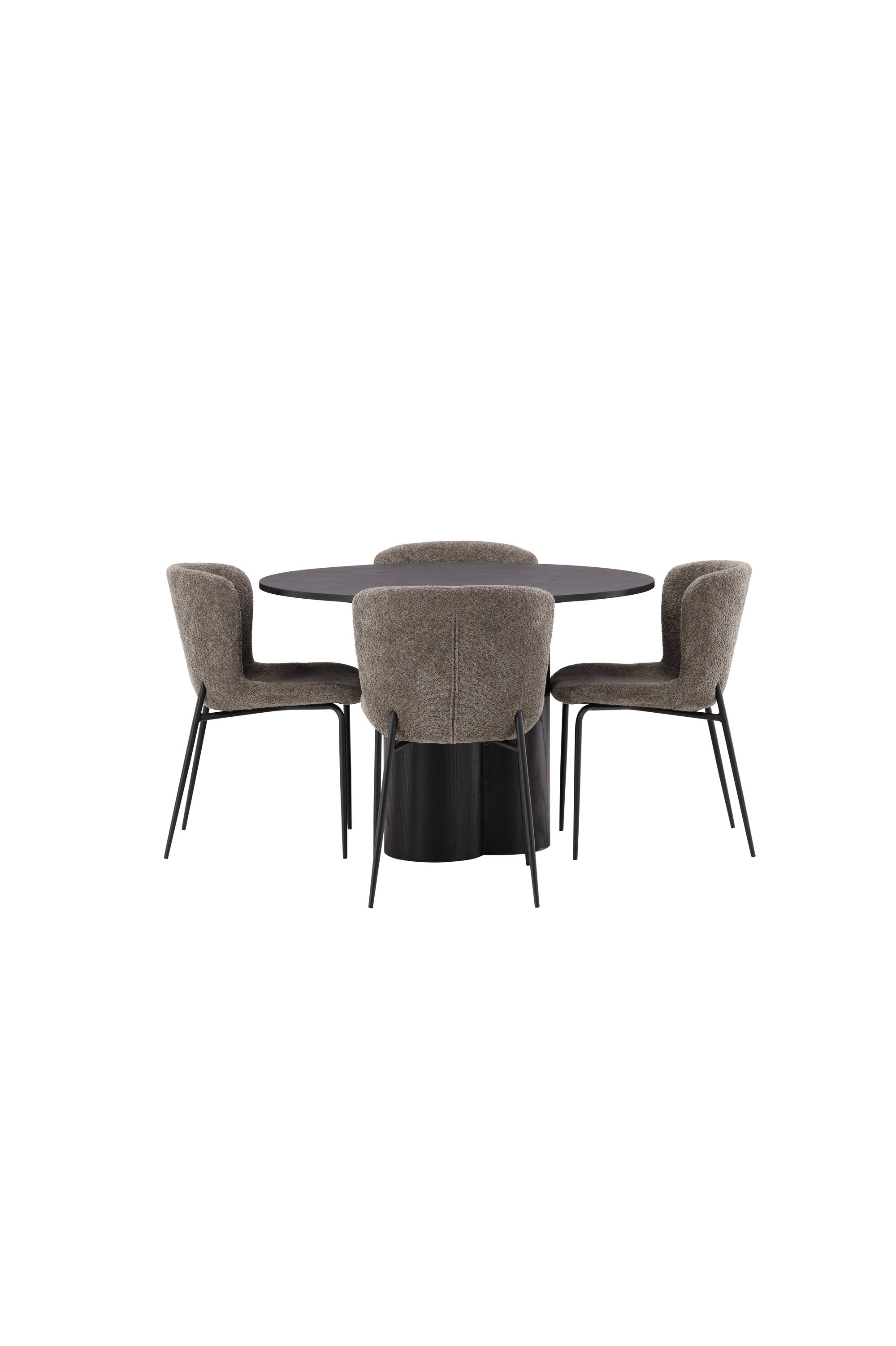 Olivia Esszimmer Set + Modesto ⌀110cm/4St. in Schwarz / Beige / Grau präsentiert im Onlineshop von KAQTU Design AG. Esszimmerset ist von Venture Home