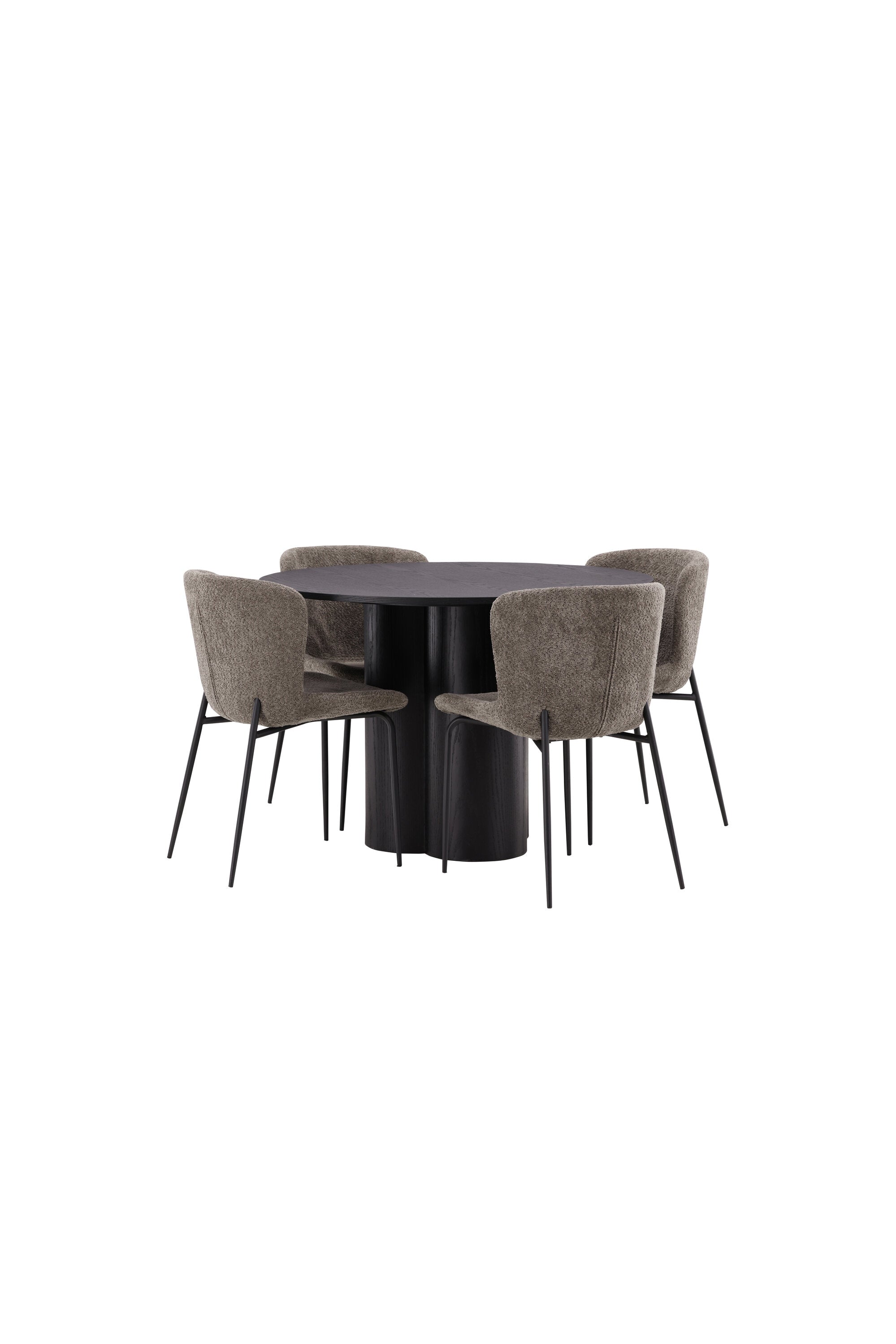 Olivia Esszimmer Set + Modesto ⌀110cm/4St. in Schwarz / Beige / Grau präsentiert im Onlineshop von KAQTU Design AG. Esszimmerset ist von Venture Home