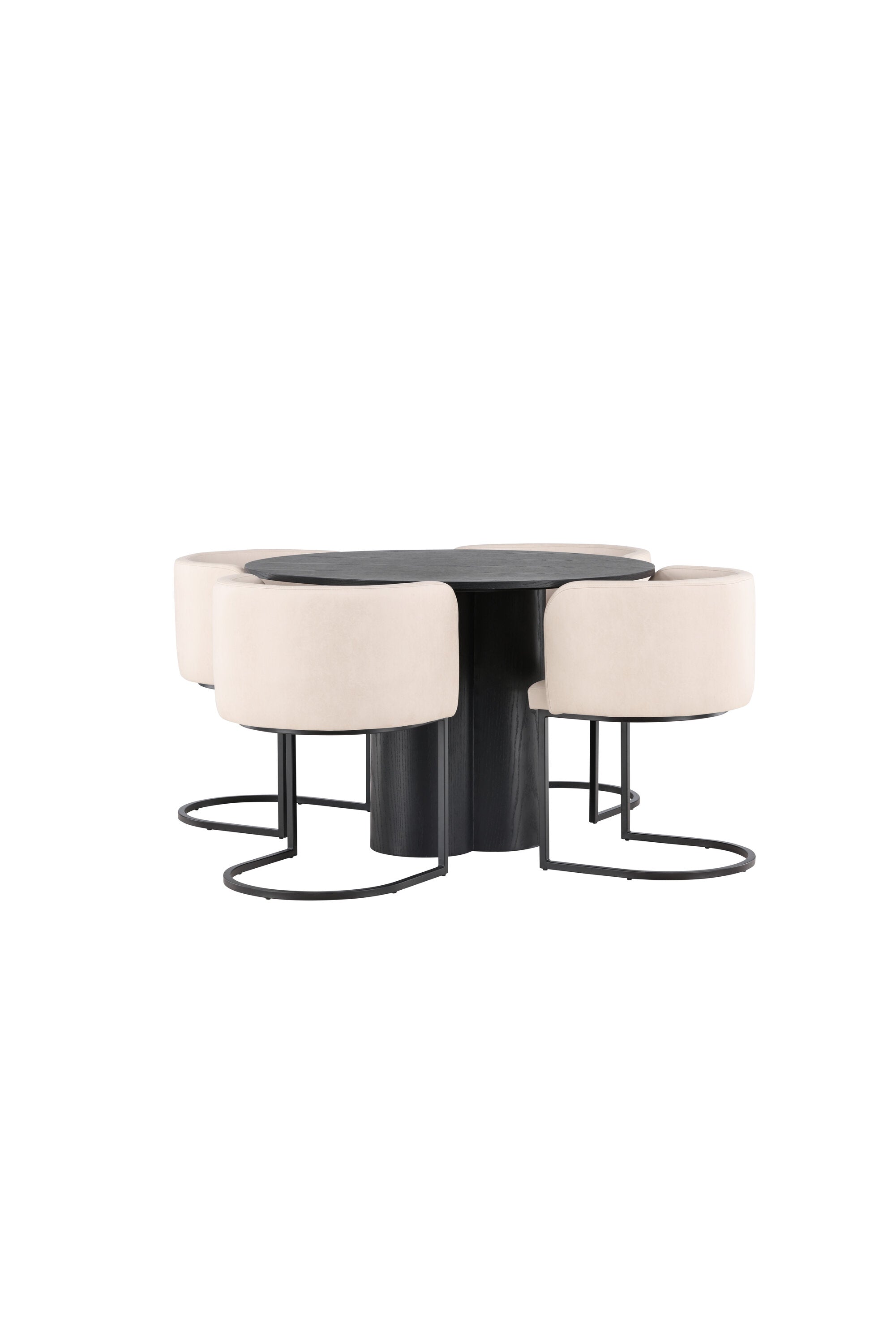 Olivia Esszimmer Set + Simrishamn ⌀110cm/4St. in Beige / Schwarz präsentiert im Onlineshop von KAQTU Design AG. Esszimmerset ist von Venture Home