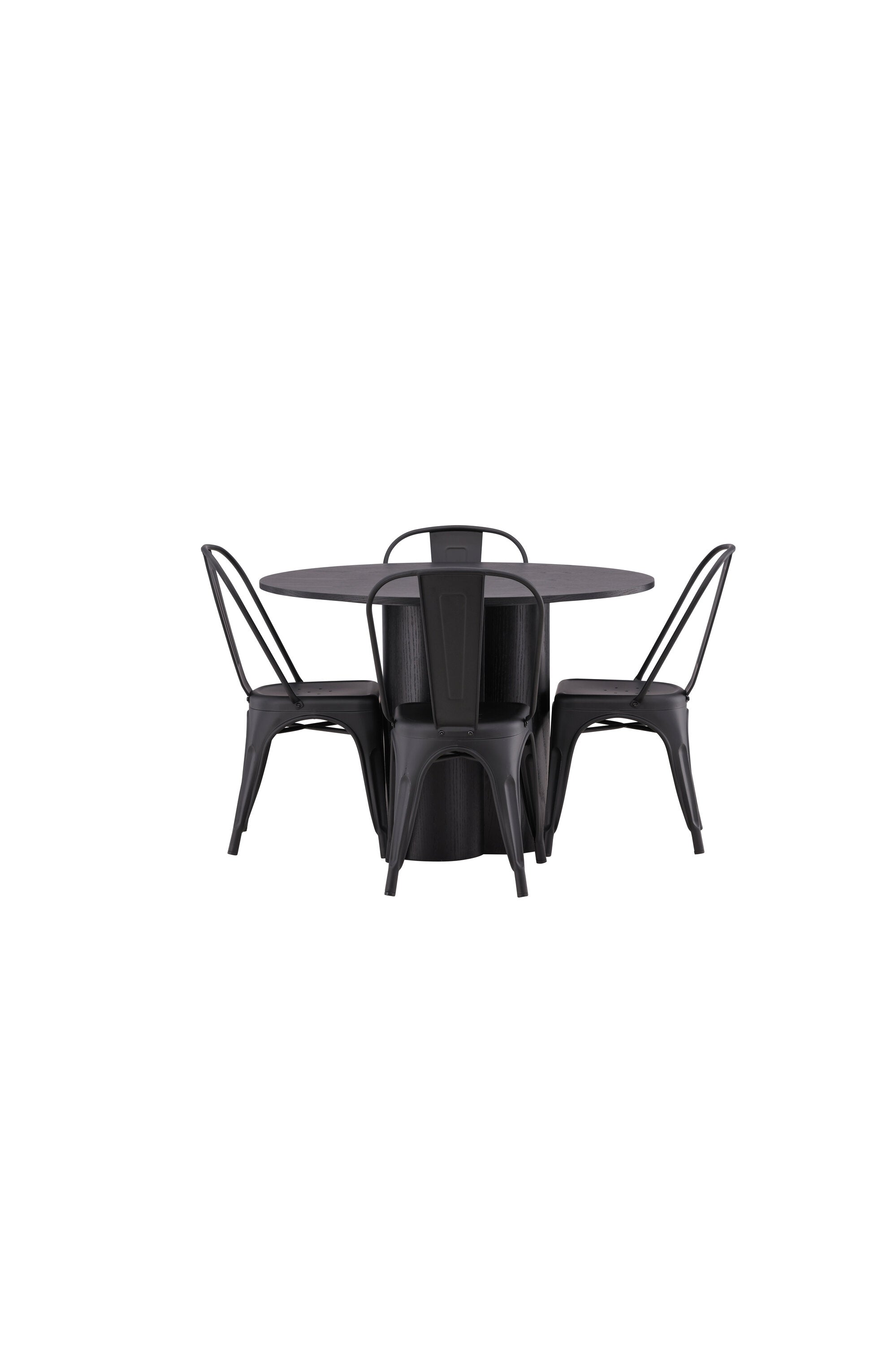 Olivia Esszimmer Set + Tempe ⌀110cm/4St. in Schwarz präsentiert im Onlineshop von KAQTU Design AG. Esszimmerset ist von Venture Home
