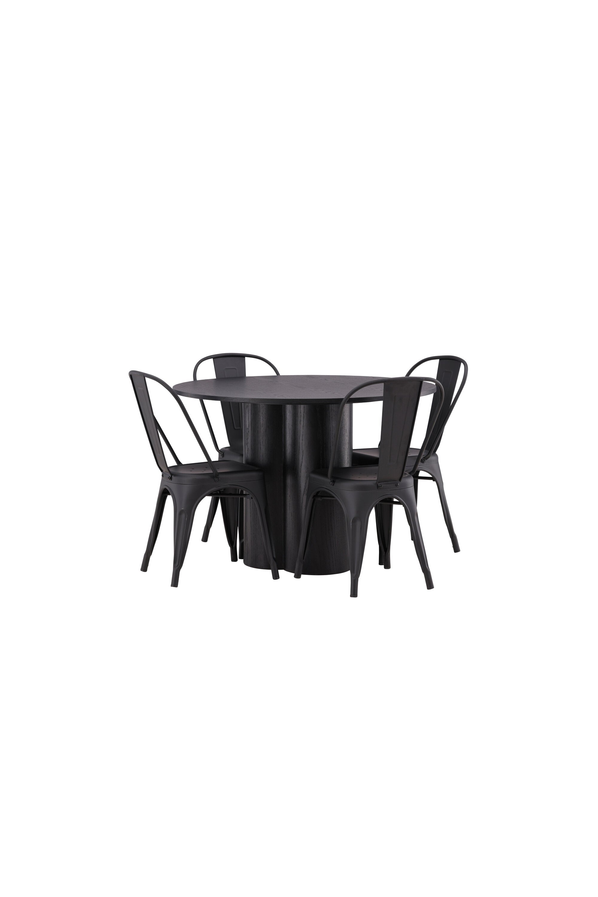 Olivia Esszimmer Set + Tempe ⌀110cm/4St. in Schwarz präsentiert im Onlineshop von KAQTU Design AG. Esszimmerset ist von Venture Home