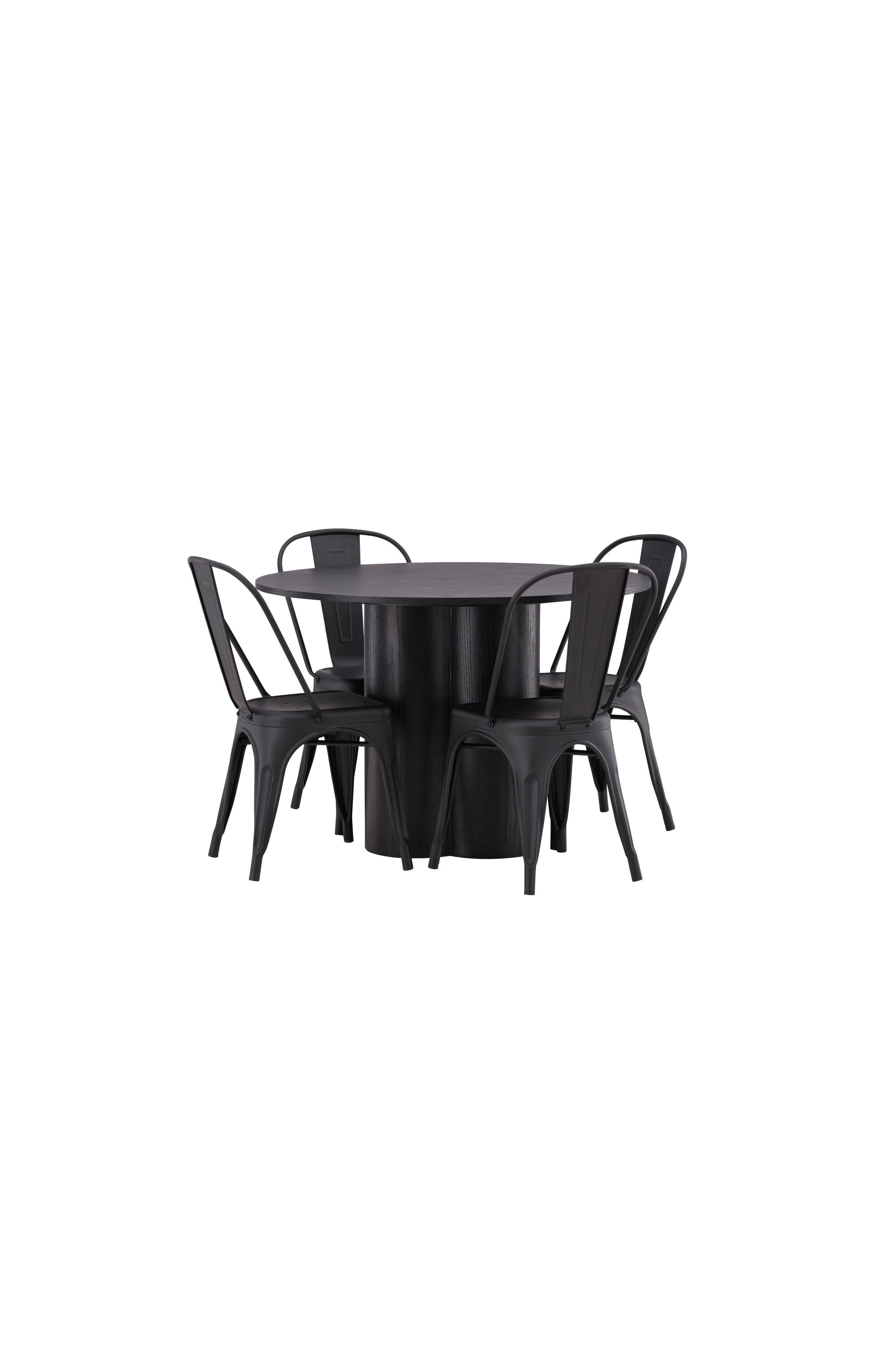 Olivia Esszimmer Set + Tempe ⌀110cm/4St. in Schwarz präsentiert im Onlineshop von KAQTU Design AG. Esszimmerset ist von Venture Home