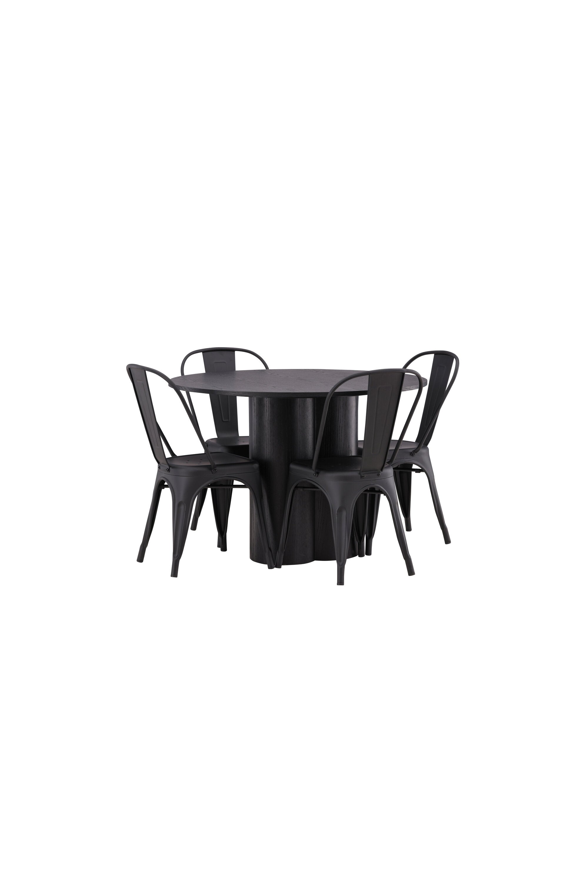 Olivia Esszimmer Set + Tempe ⌀110cm/4St. in Schwarz präsentiert im Onlineshop von KAQTU Design AG. Esszimmerset ist von Venture Home