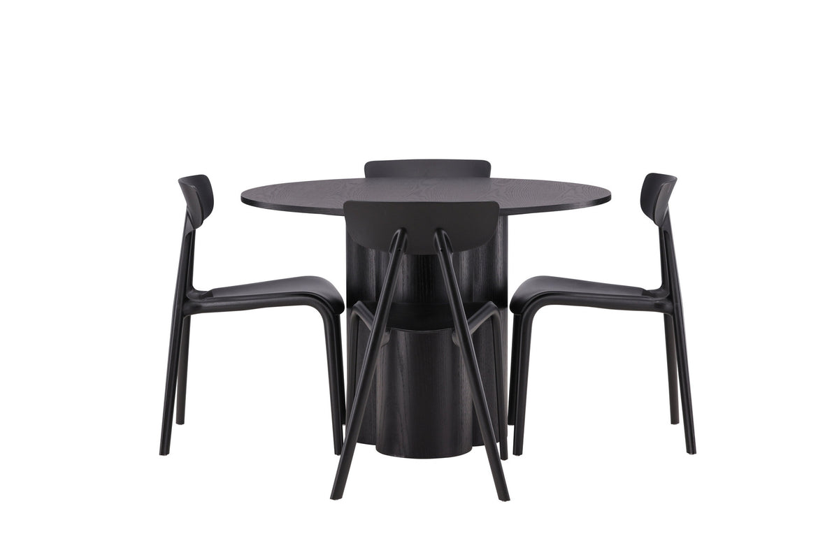 Olivia Esszimmer Set + Ursholmen ⌀110cm/4St. in Schwarz präsentiert im Onlineshop von KAQTU Design AG. Esszimmerset ist von Venture Home