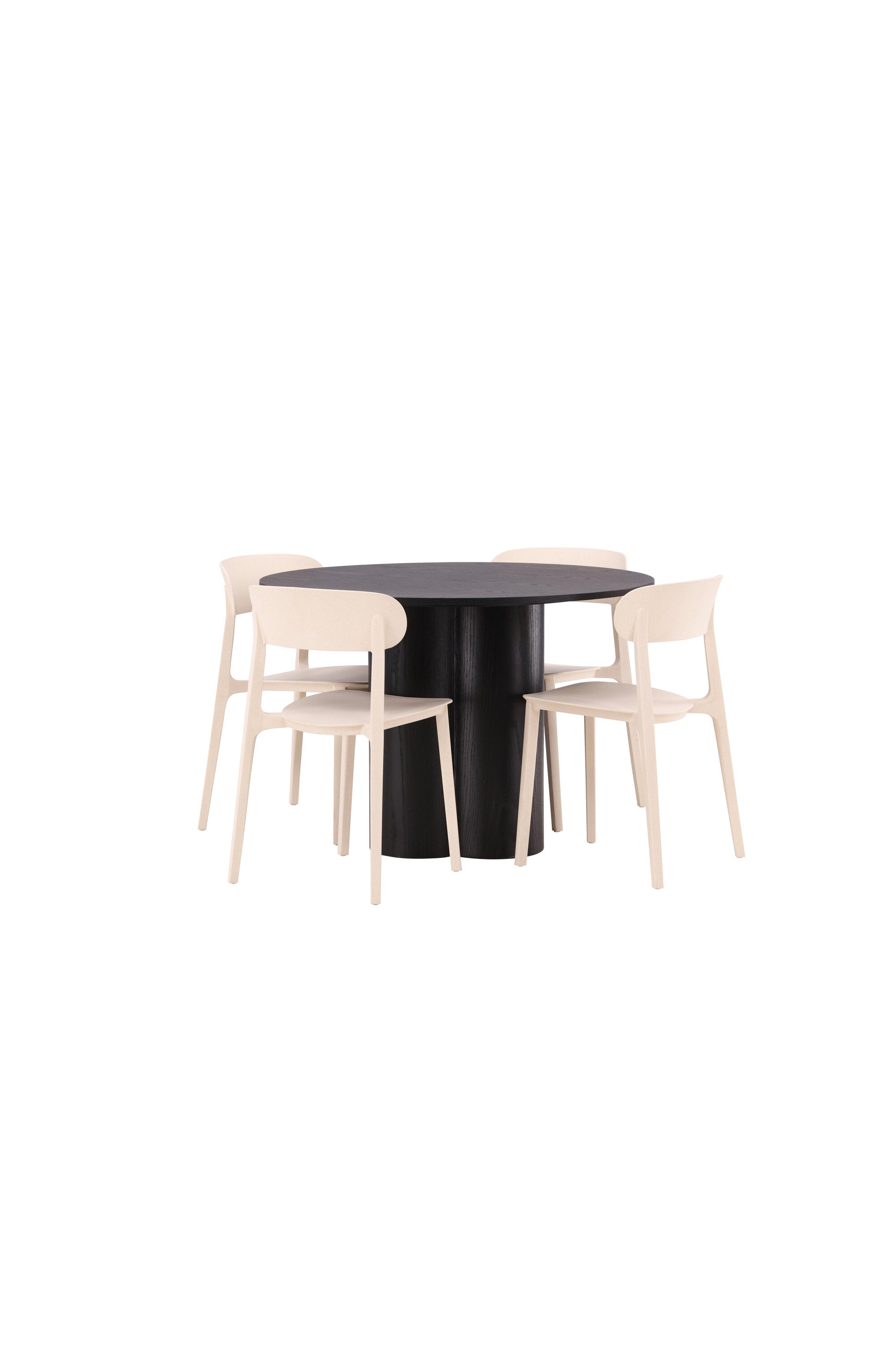 Olivia Esszimmer Set + Astol ⌀110cm/4St. in Schwarz / Beige präsentiert im Onlineshop von KAQTU Design AG. Esszimmerset ist von Venture Home