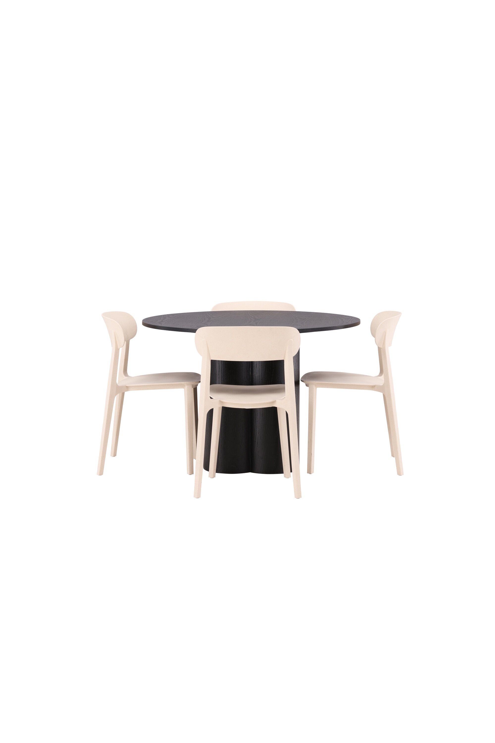 Olivia Esszimmer Set + Astol ⌀110cm/4St. in Schwarz / Beige präsentiert im Onlineshop von KAQTU Design AG. Esszimmerset ist von Venture Home