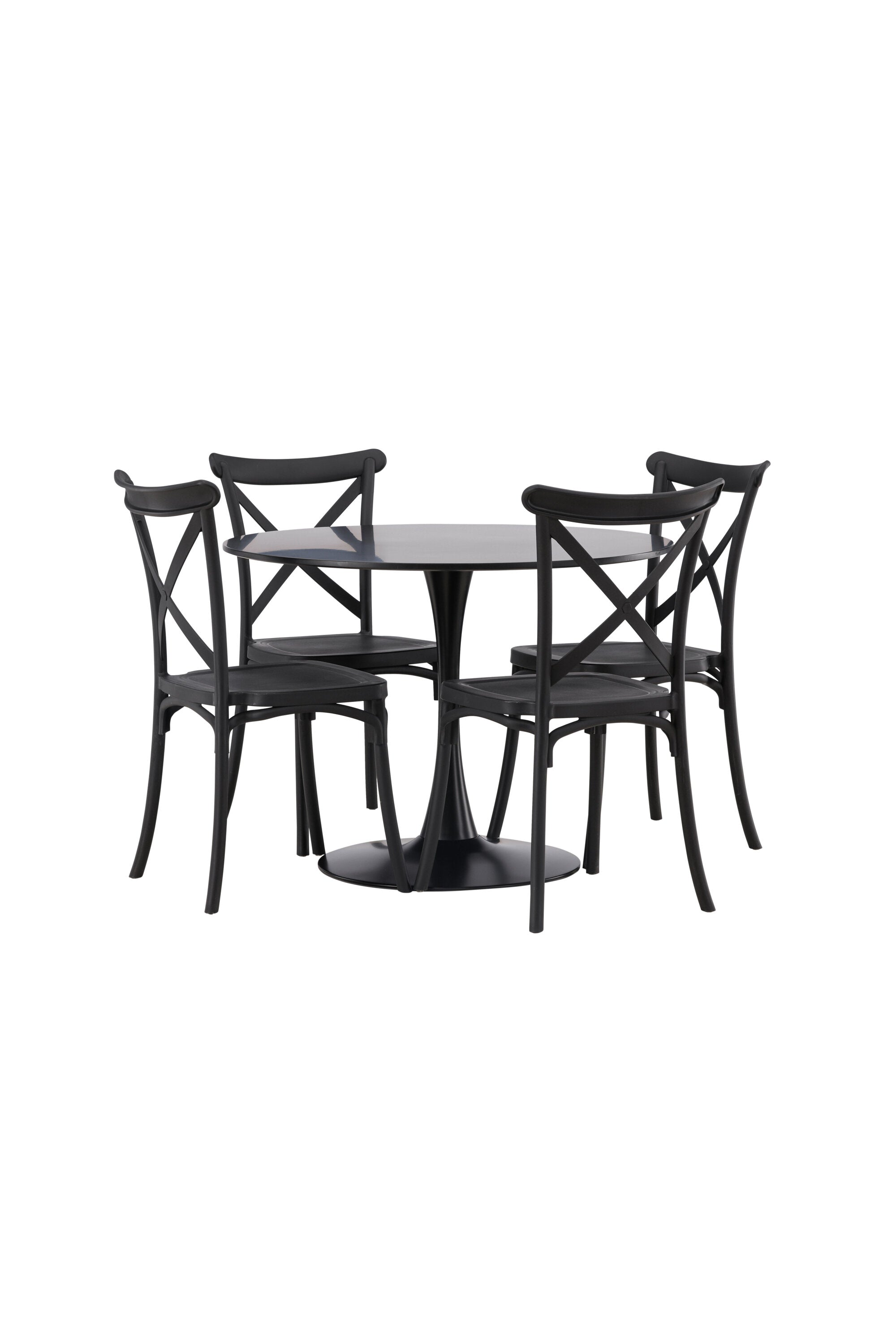 Glade Esszimmerset + Crosette ⌀100cm/4St. in Schwarz präsentiert im Onlineshop von KAQTU Design AG. Esszimmerset ist von Venture Home