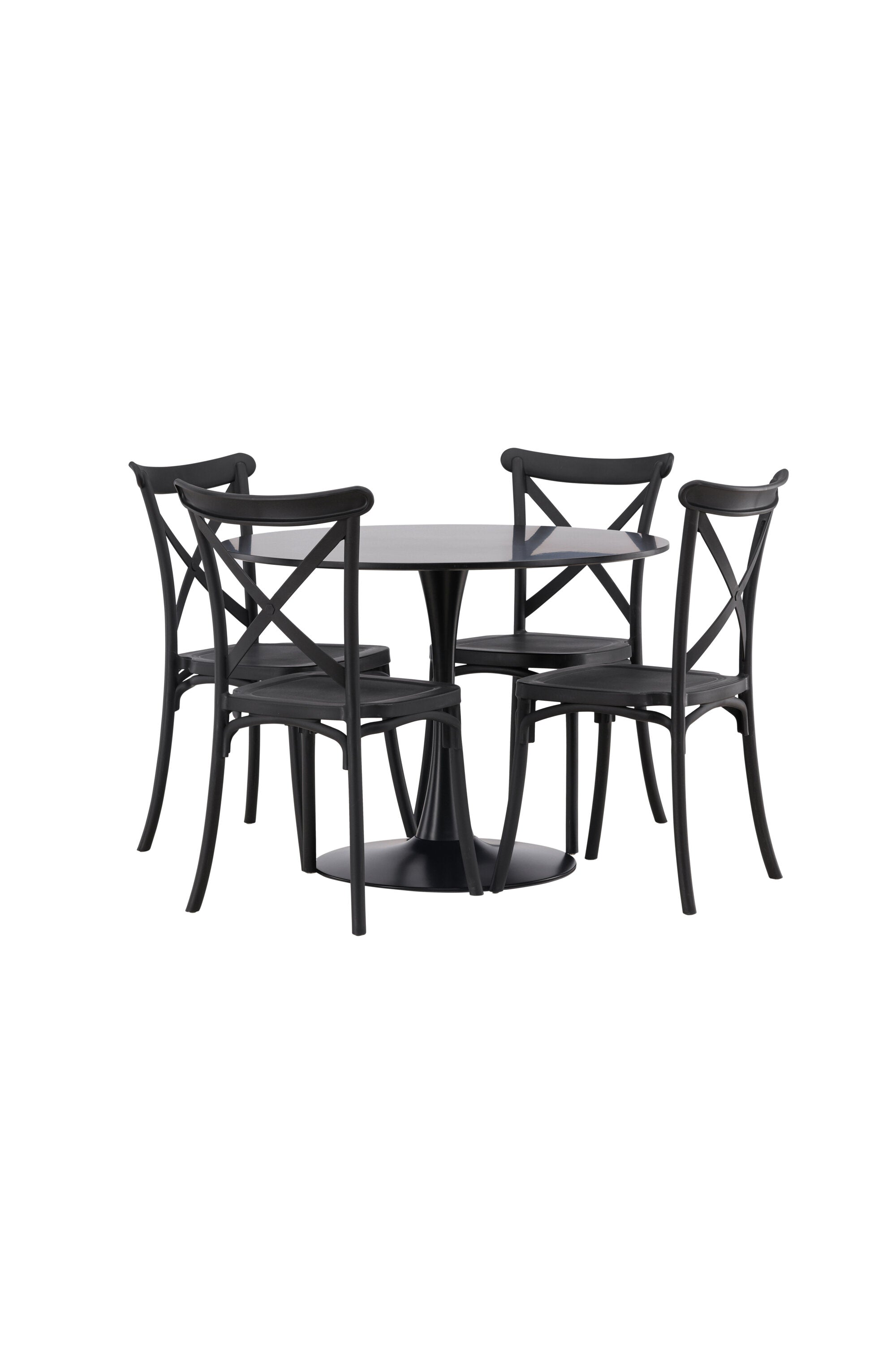 Glade Esszimmerset + Crosette ⌀100cm/4St. in Schwarz präsentiert im Onlineshop von KAQTU Design AG. Esszimmerset ist von Venture Home