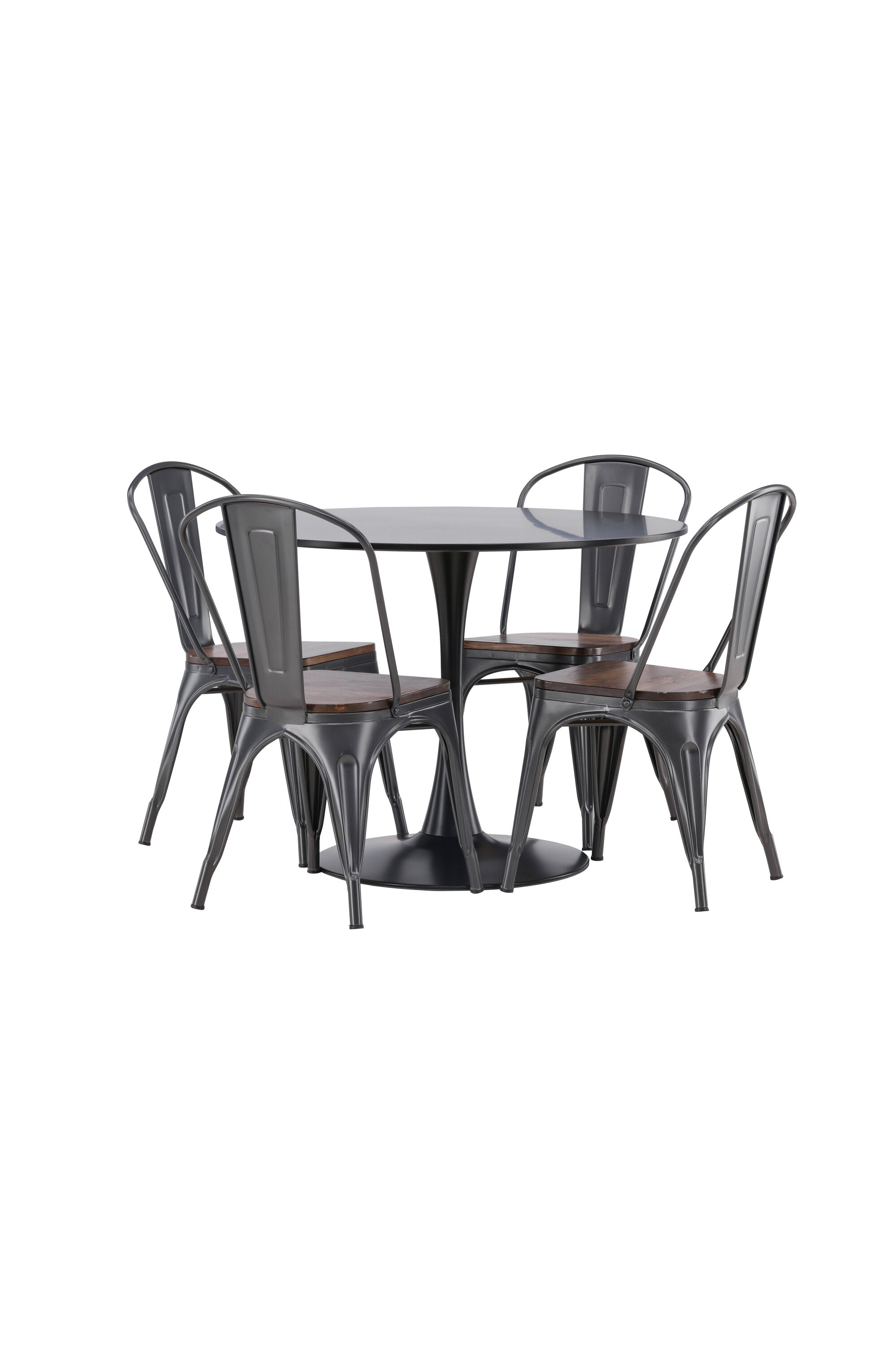 Glade Esszimmerset + Tempe ⌀100cm/4St. in Dunkelgrau, Walnuss präsentiert im Onlineshop von KAQTU Design AG. Esszimmerset ist von Venture Home