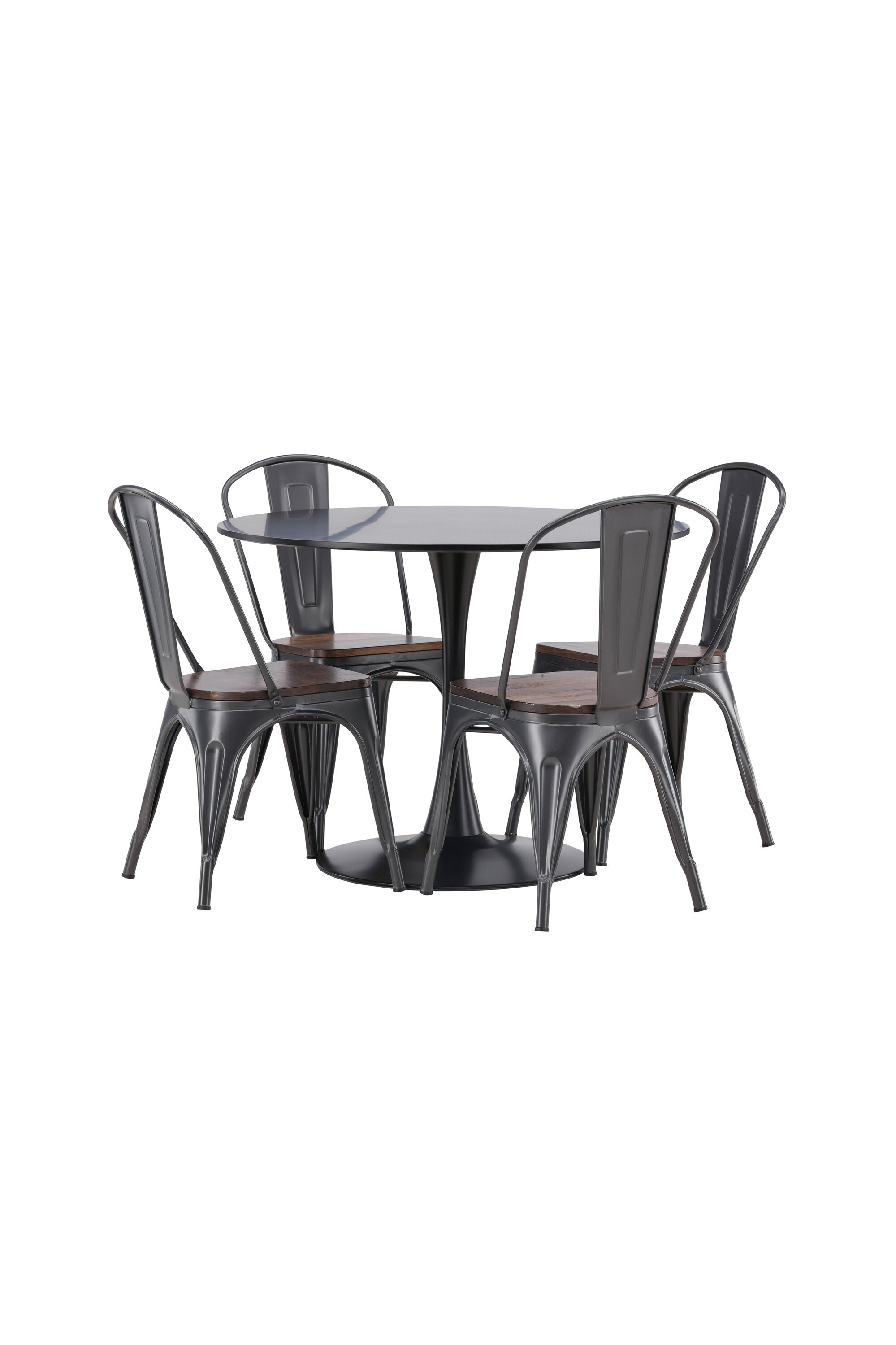 Glade Esszimmerset + Tempe ⌀100cm/4St. in Dunkelgrau, Walnuss präsentiert im Onlineshop von KAQTU Design AG. Esszimmerset ist von Venture Home