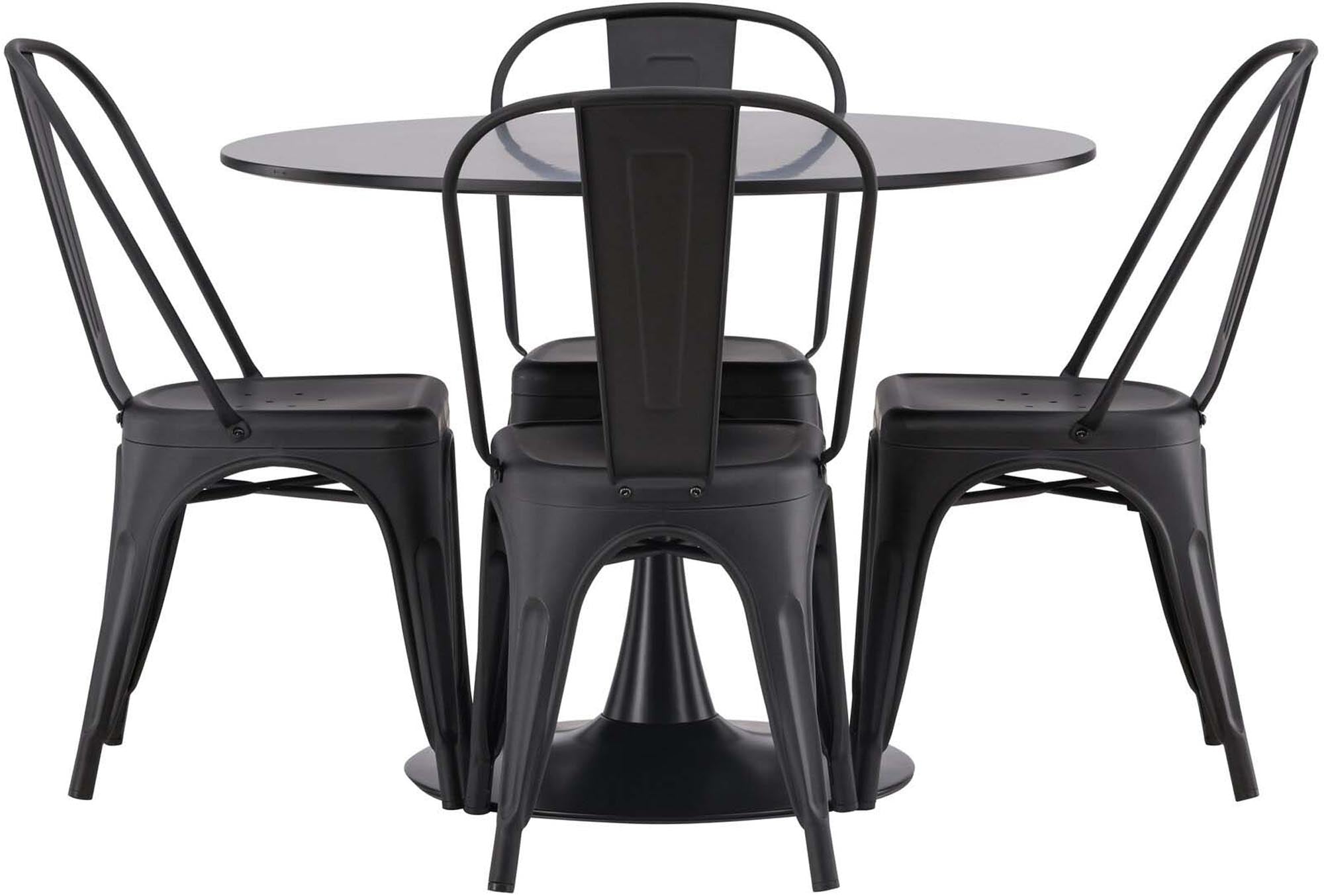 Elegantes Glade Esszimmerset: Tempe Tisch 100cm mit 4 Stühlen.
