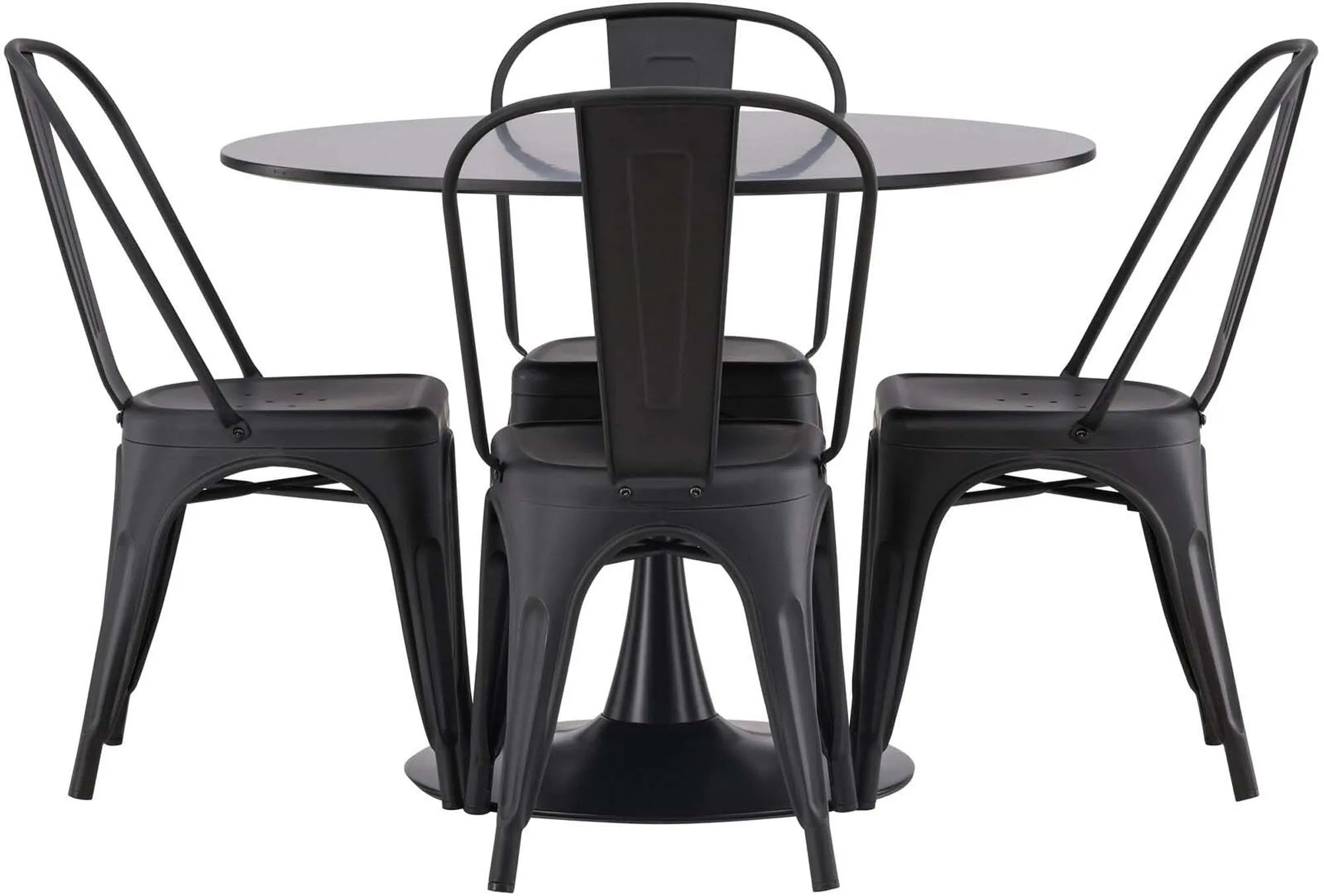 Elegantes Glade Esszimmerset: Tempe Tisch 100cm mit 4 Stühlen.