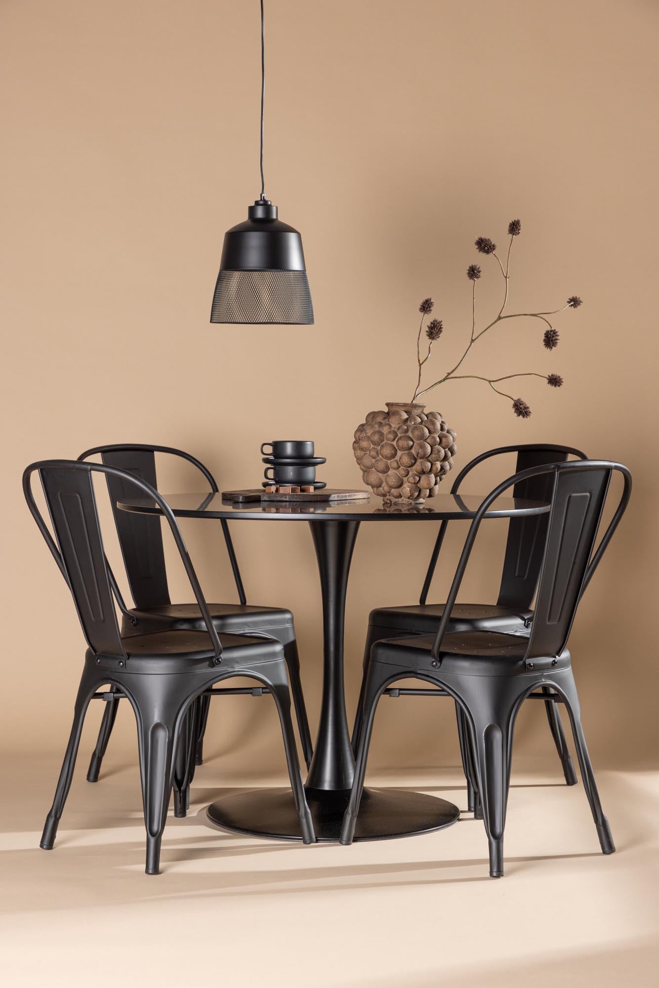 Stilvolles Glade Esszimmerset: Tempe Tisch 100cm mit 4 Stühlen.